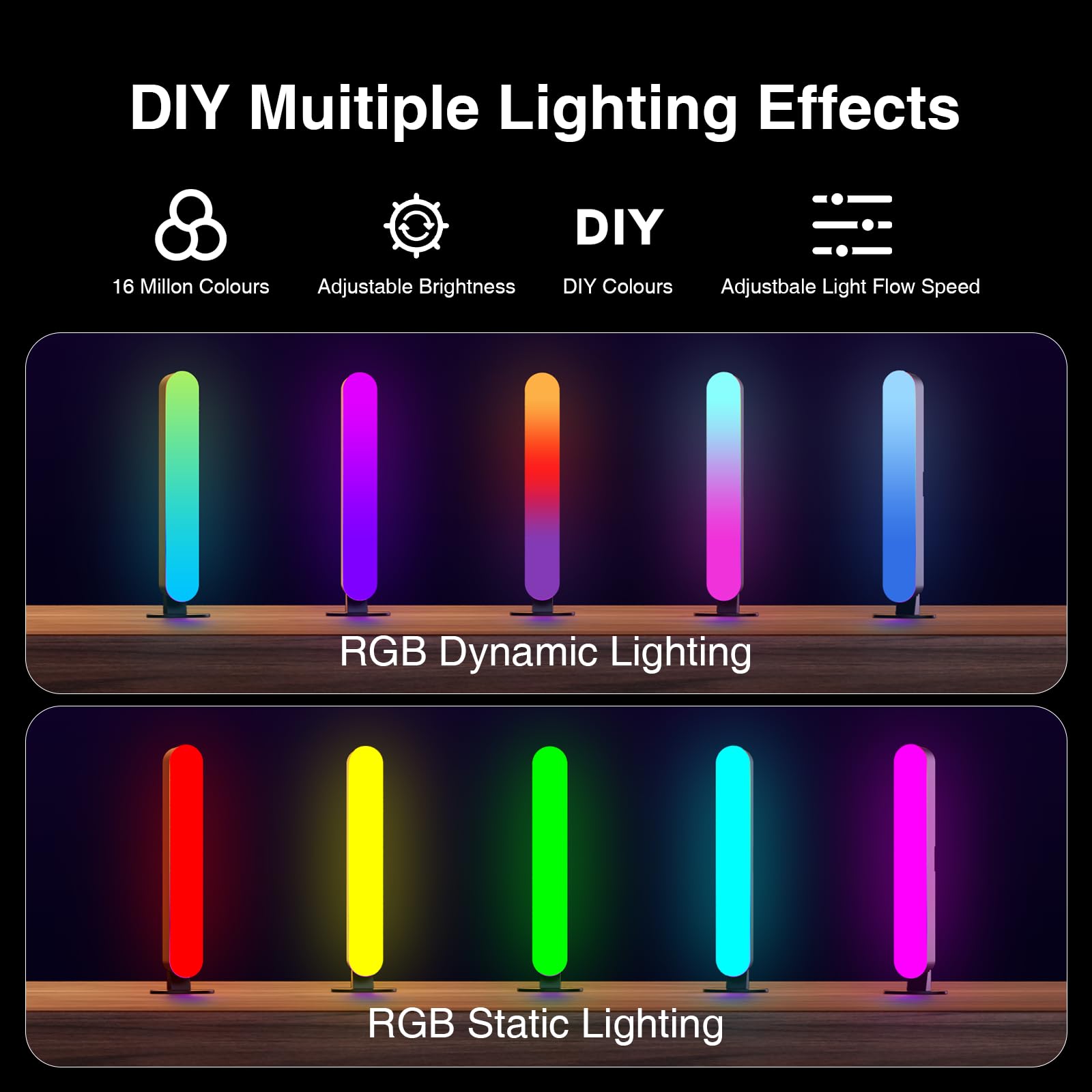 LED Light Bar, Music Synced RGB Light Bars, 16 Million Colors Changing TV Light Bar with Remote &APP Control Timing Function, RG