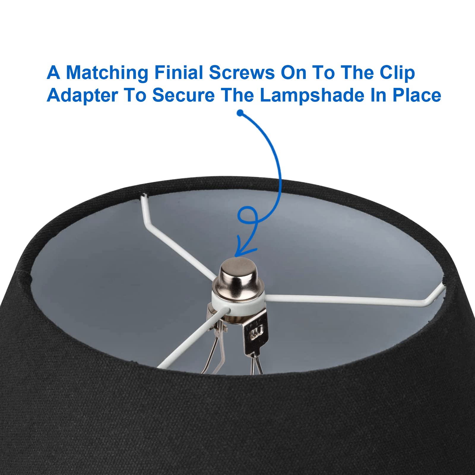 WEAVERBIRD 2 PACK Lamp Shade Clip Adapter Kit, Metal, Silver, Model WVD-US-0399, for Light Bulb and DIY Lighting Projects