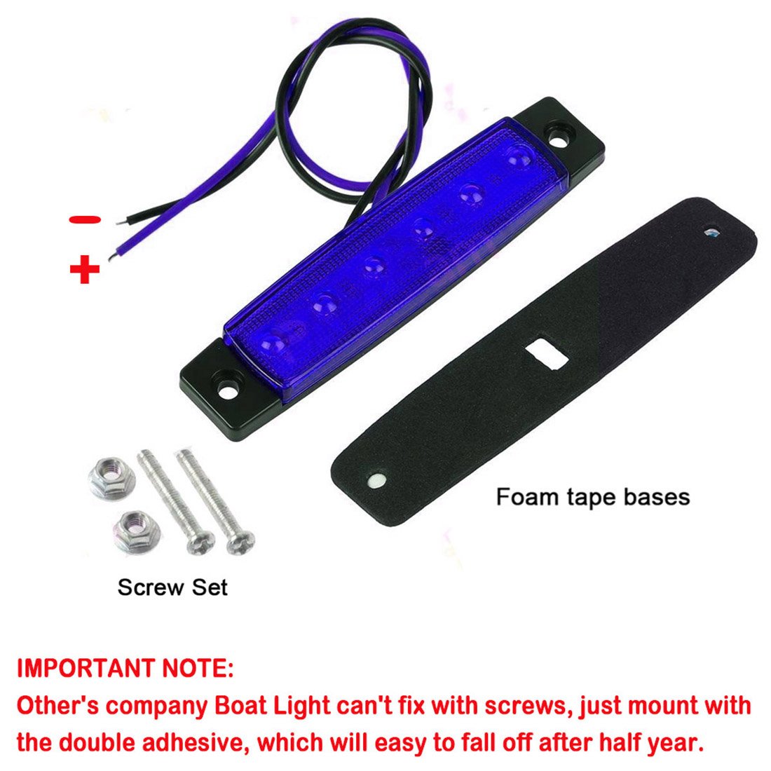 Shangyuan LED Boat Lights, Slim Strip Bar Light, ABS, Blue, Pack of 2, Model 8868789, Perfect for Cockpit and Navigation Lighting