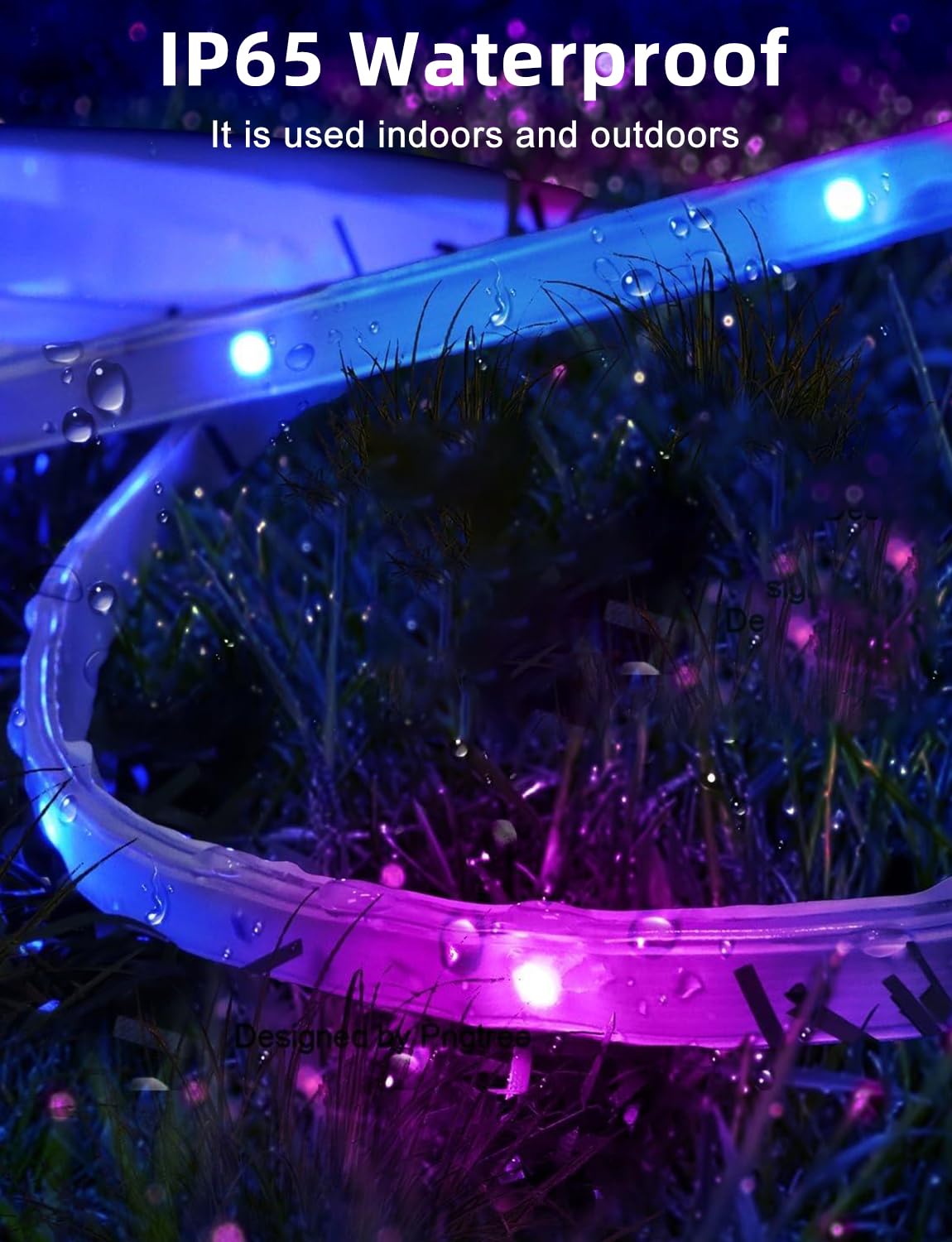 Outdoor Waterproof Led Light With 300 Ft (3 Rolls 100 Ft), App/Remote Control, Ip65 Waterproof, Music Synchronized Rgb Outdoor I