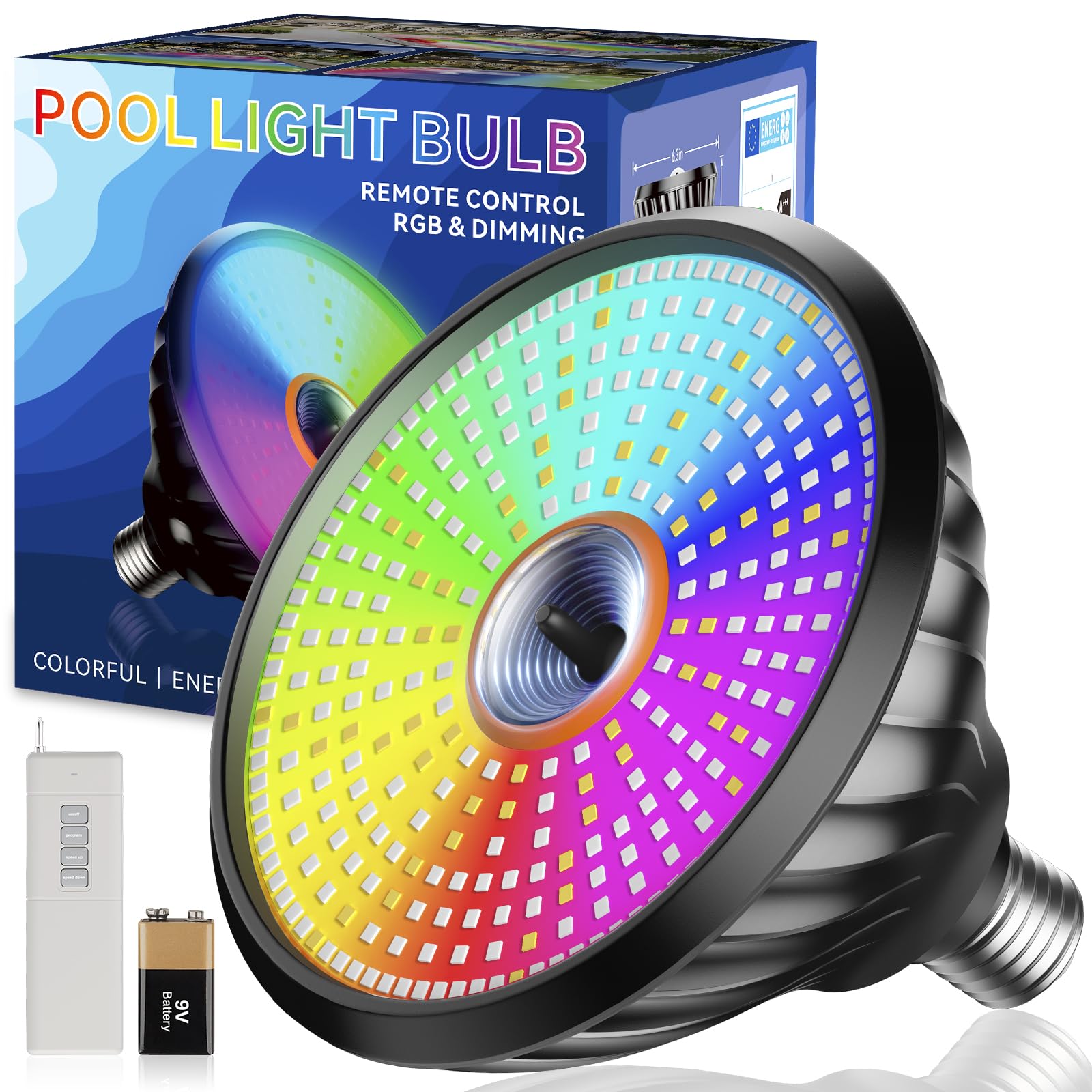 2025 Upgraded Pool Light Bulb, 120V 90W Color LED Pool Lights for Inground Pools, RGB Color-Changing & Remote Control, Enhanced