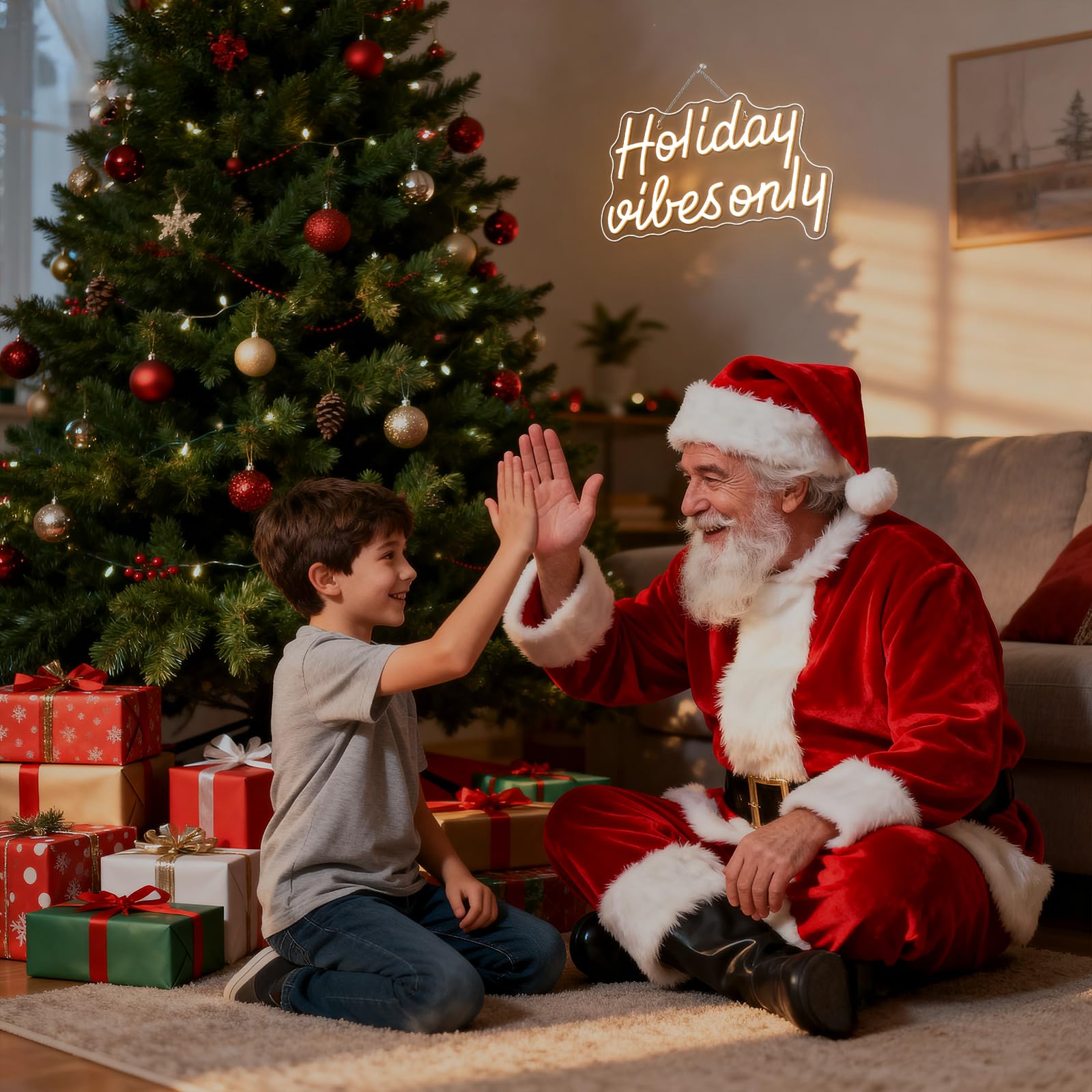 Dreamfort Christmas Neon Sign Holiday Vibes Only Neon Sign Festive Led Wall Decor For Christmas  Seasonal Parties & Winter Home Decor Cheerful Holiday Design