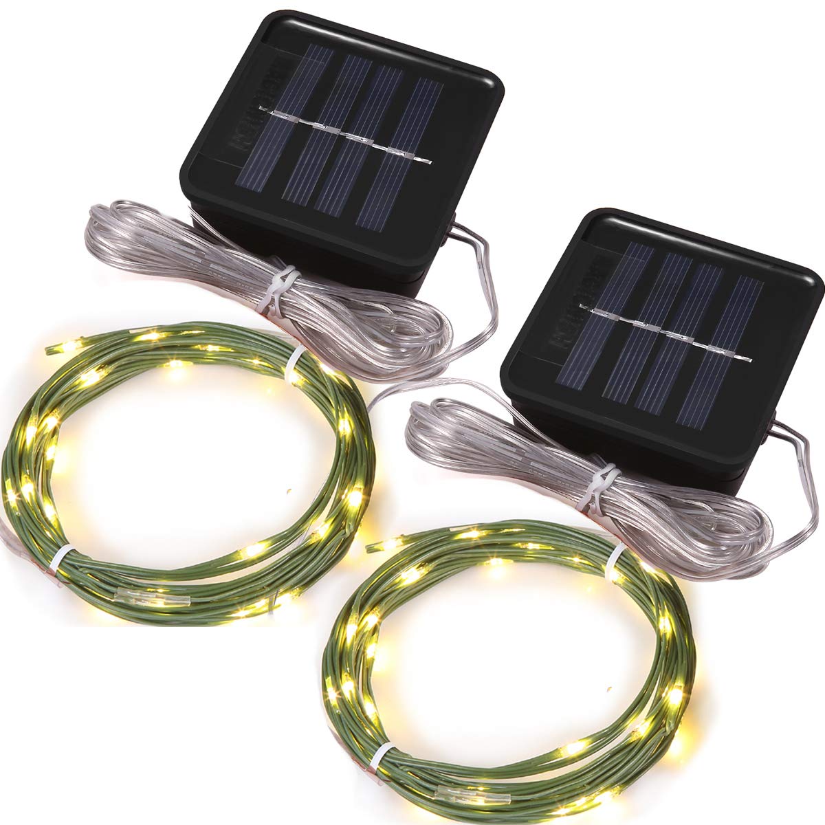Magicnight Short Mini Garden Lights Solar Powered Waterproof Fairy Lights Outdoor Garden String, Green Wire, Warm White,5M 50Leds,2 Pack