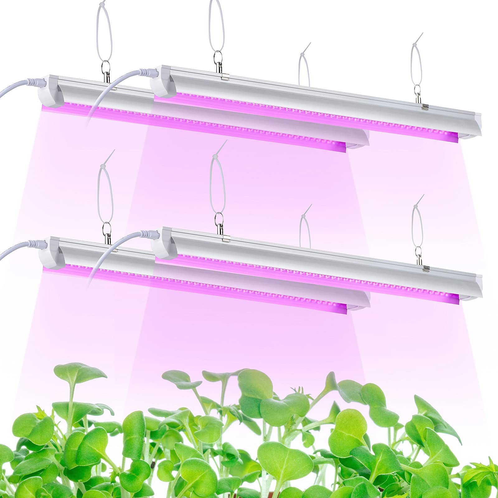 Grow Light, 2Ft T8,100W(4 X 25W, 600W Equivalent), Super Bright, Full Spectrum Sunlight Plant Light, Led Grow Light Strips, Grow