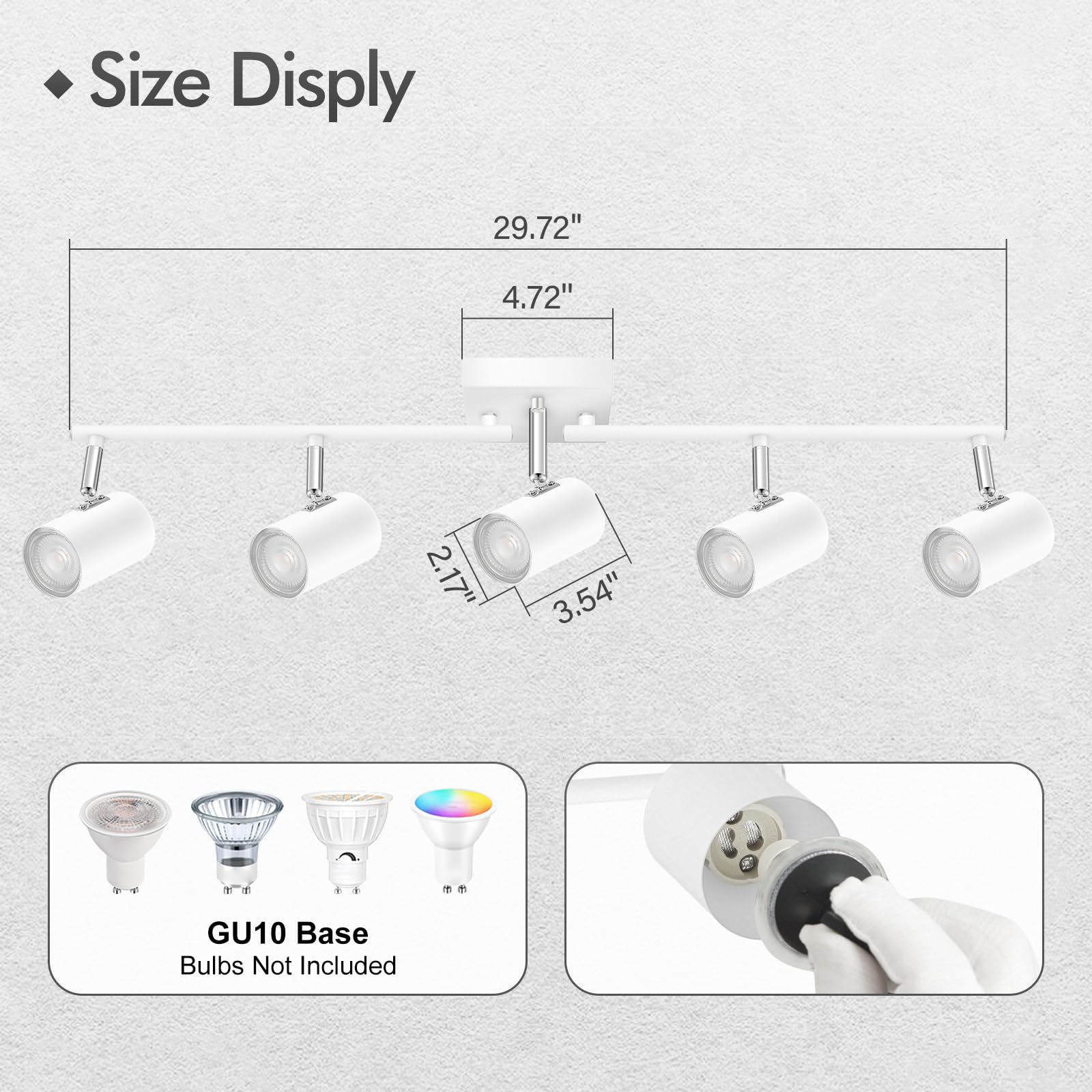 Auquee 5 Light Track Lighting Fixtures Ceiling, Matte White Kichen Track Lighting, Rotatable Light Heads, Adjustable Modern Led