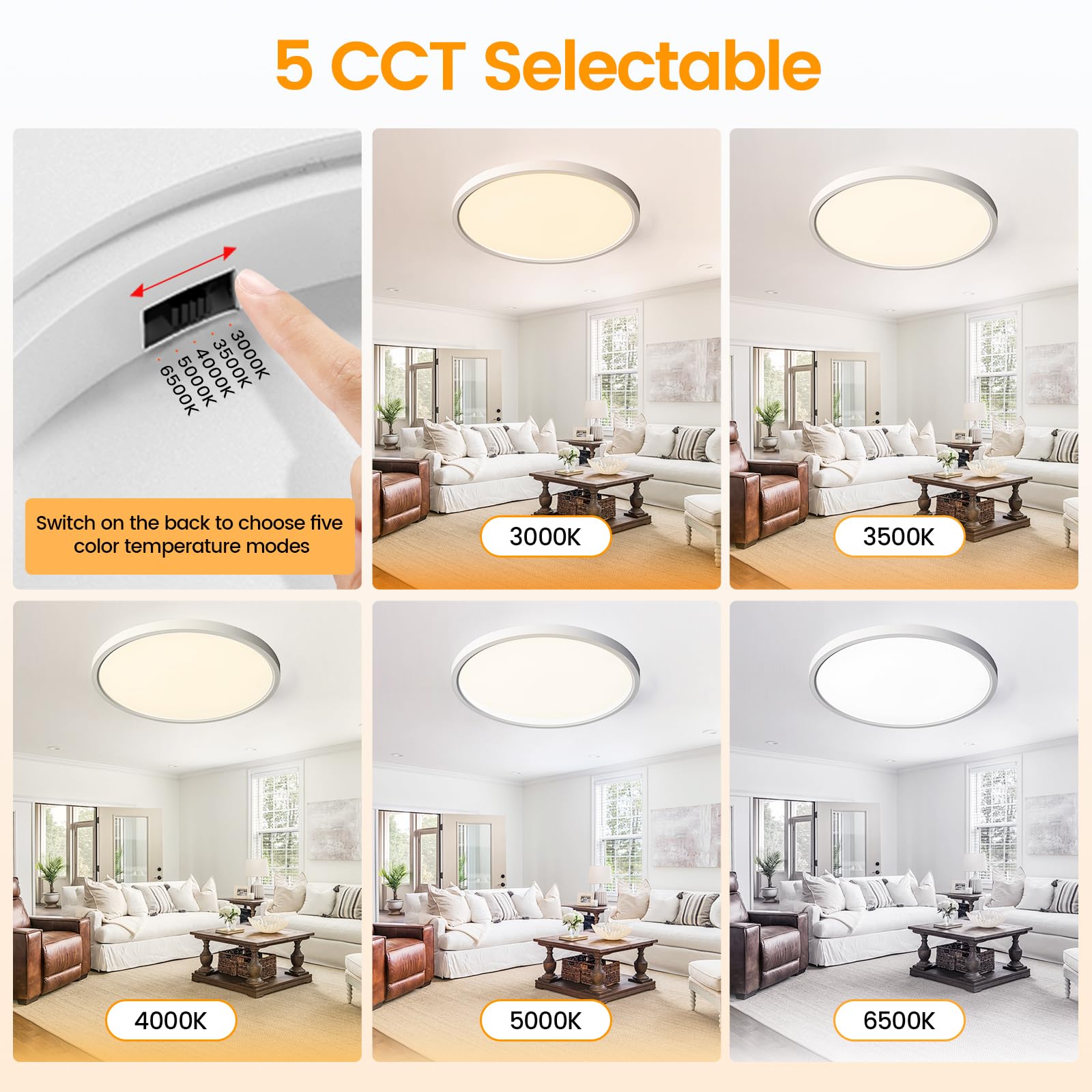 Taloya Ceiling Light,4 Pack,10 Inch,20W,5 Color Selectable White Flush Mount Ceiling Light For Bedroom,Kitchen,Living Room,Hallw