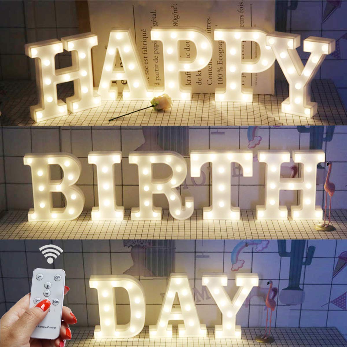 Marquee Light Up Letters, Remote Control LED Alphabet Lights - Battery ...