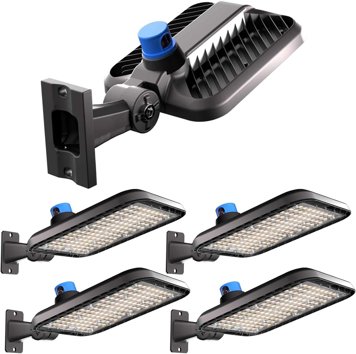 ACOHOOK 5Pack 320W(350 * 1W LED) LED Parking Lot Lighting 48000Lm(150LM/W) Arm Mount Parking Lot Lights Smart Photocell 5000K 6K