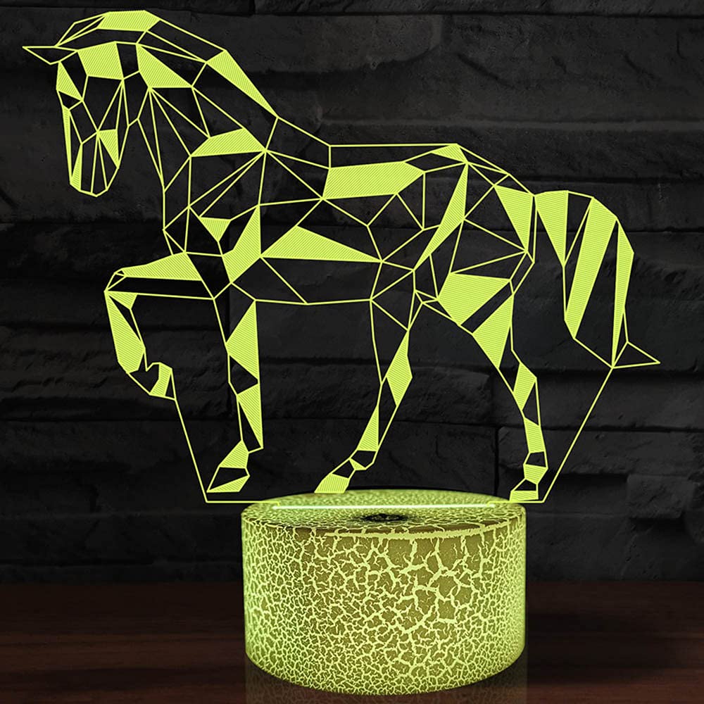 Glorivo Horse Night Light,16 Colors Remote Control & Smart Touch Dimmable 3D Illusion Bedside Lamp,Bedroom Decoration Birthday C