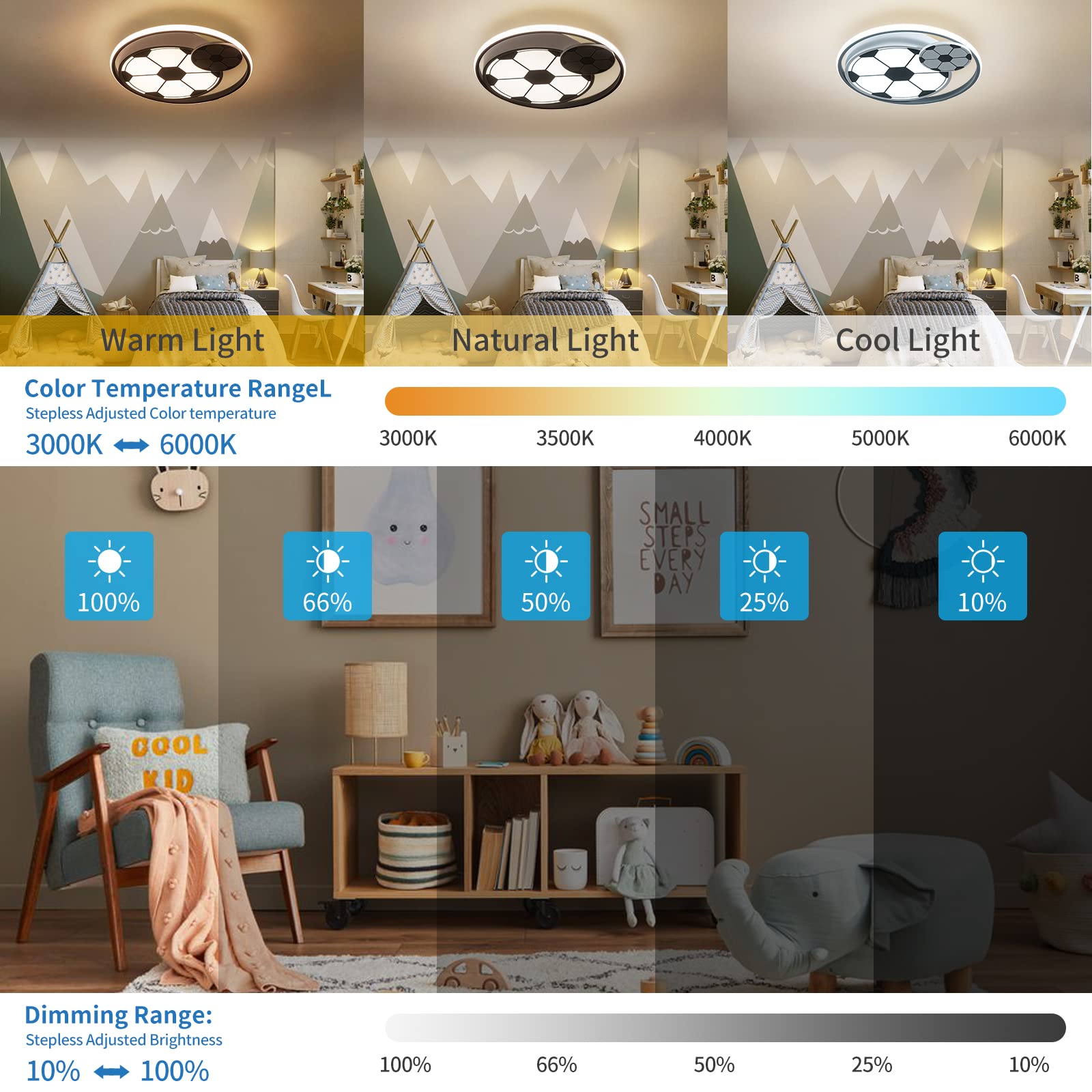 Shine Luest Modern Ceiling Light Led Kids Room Ceiling Light For Bedroom Dimmable Soccer Flush Mount Ceiling Light With Remote C