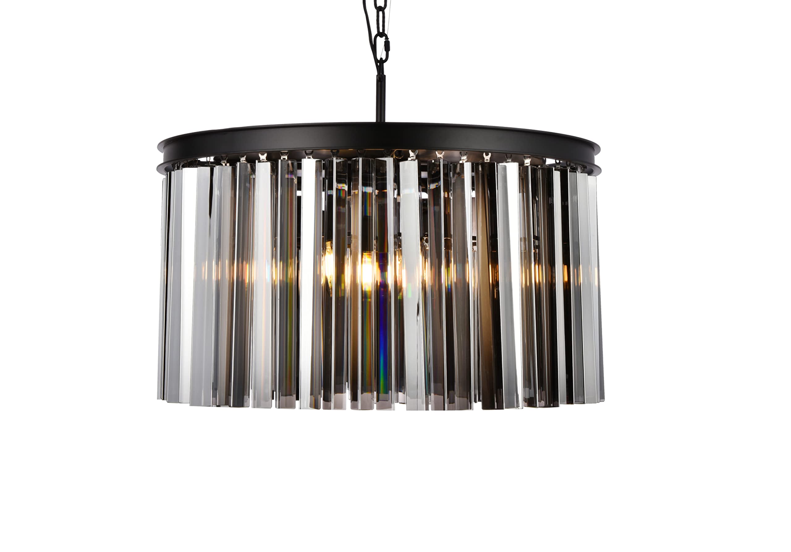 Elegant Lighting 1208D26MB-SS-Rc 26 Dia x 135 H in Sydney Pendent Lamp - Mocha Brown- Royal cut Silver Shade crystals