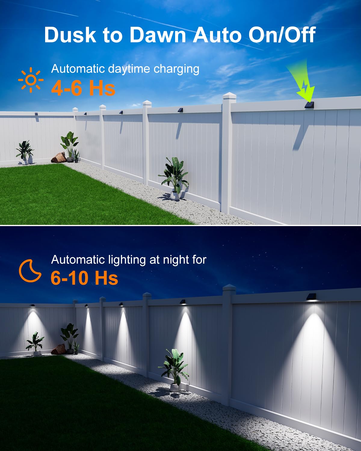12 Pack Decorative Solar Powered Fence Lights Outdoor Waterproof With Cool White Led Spot Lens, For Outside Wall, Deck, Patio, Y
