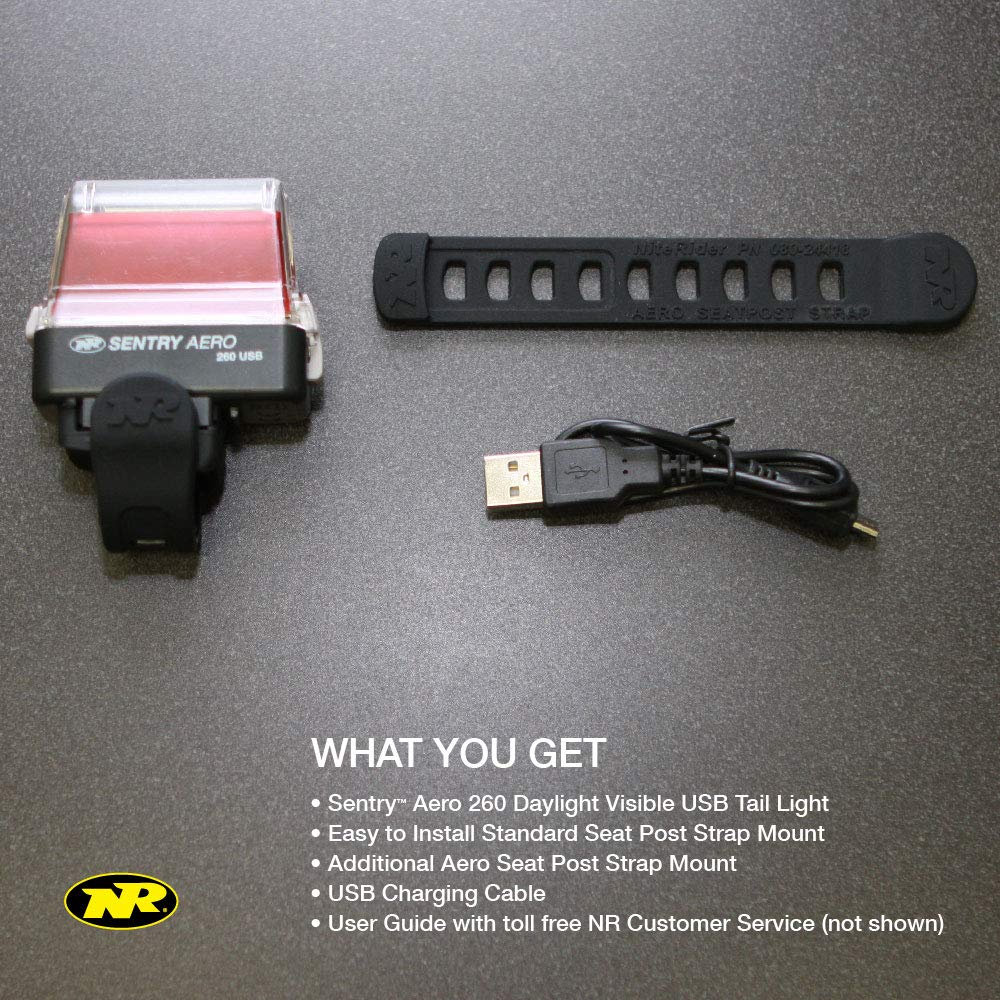 NiteRider Sentry Aero 260 Taillight - Red, One Size, High-Visibility LED Bike Light for Safety and Security