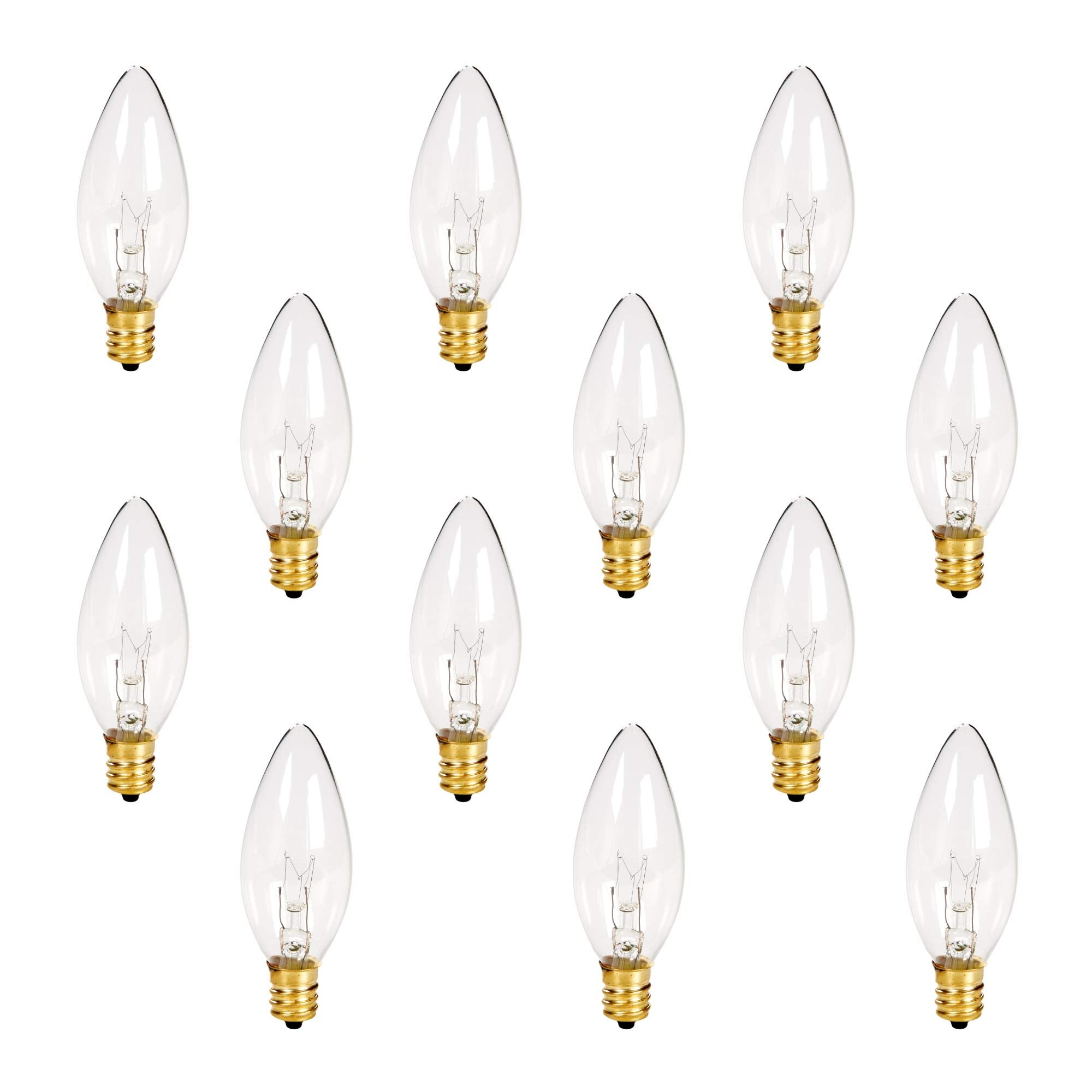 Holiday Joy Crystal Clear E12 Candelabra Replacement Bulbs, 7W, 120V, 12 Pack
