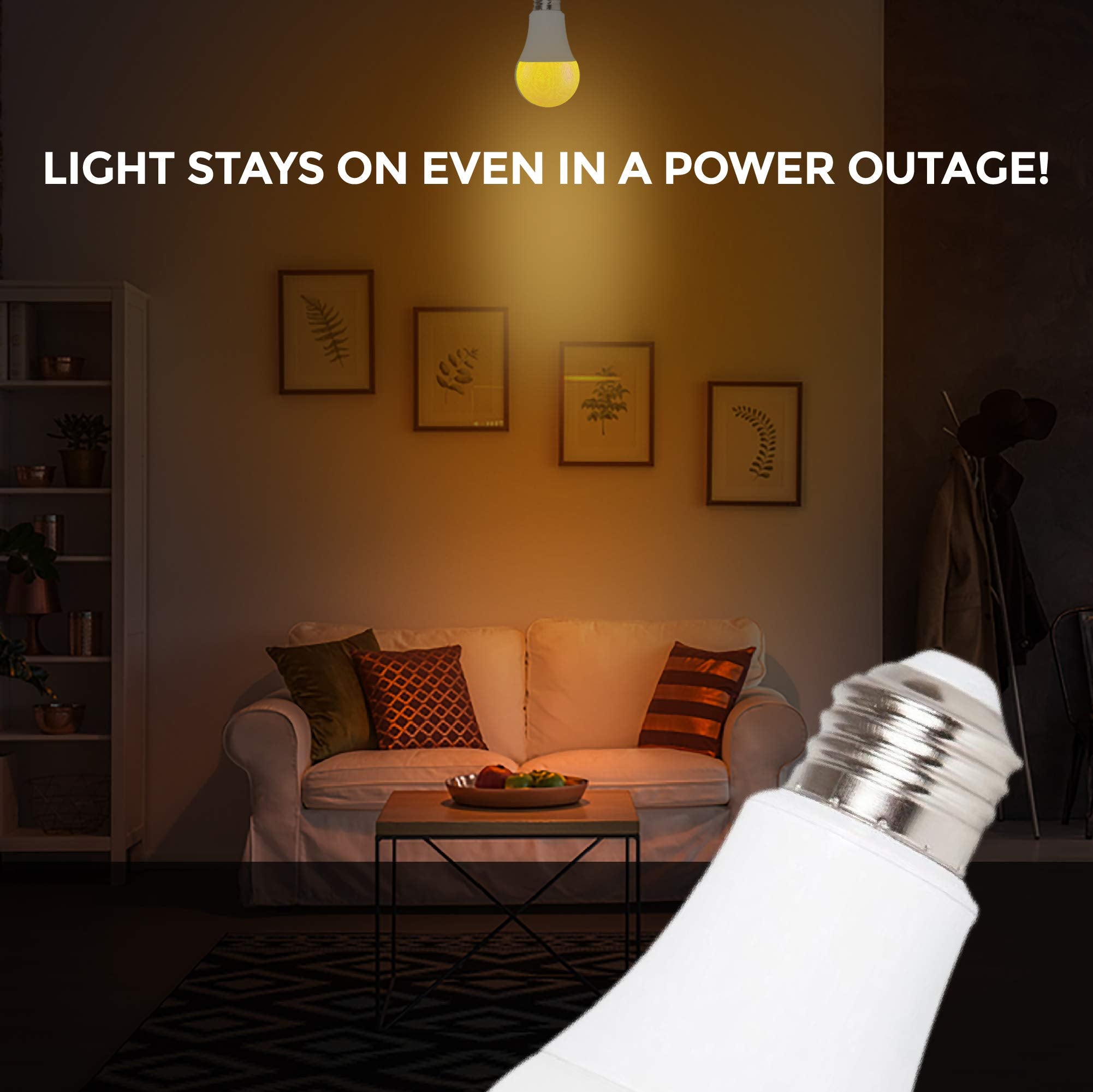 Ciata Rechargeable Light Bulbs - Battery Operated, Lasts 3-4 Hours, Pack of 4, White, Model EMB-4, Ideal for Camping and Power Outages