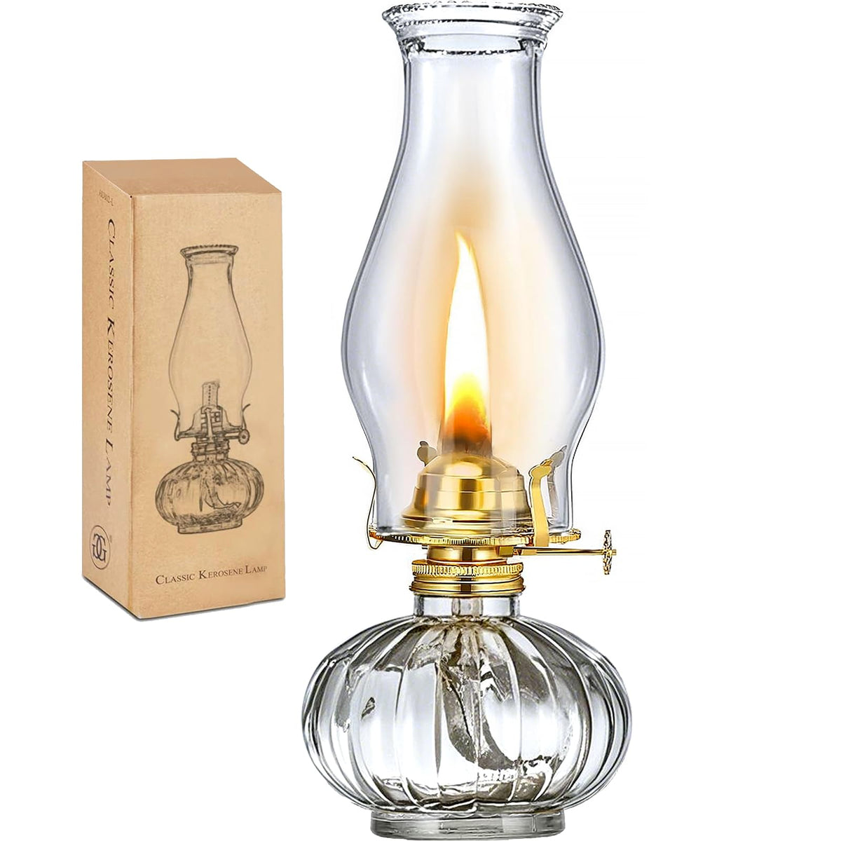 Oil Lamp Glass Kerosene (Large), Kerosene Oil Lantern For Rustic Decor Style, Hurricane Lamp, Oil Lamps For Indoor Use Decor Lig