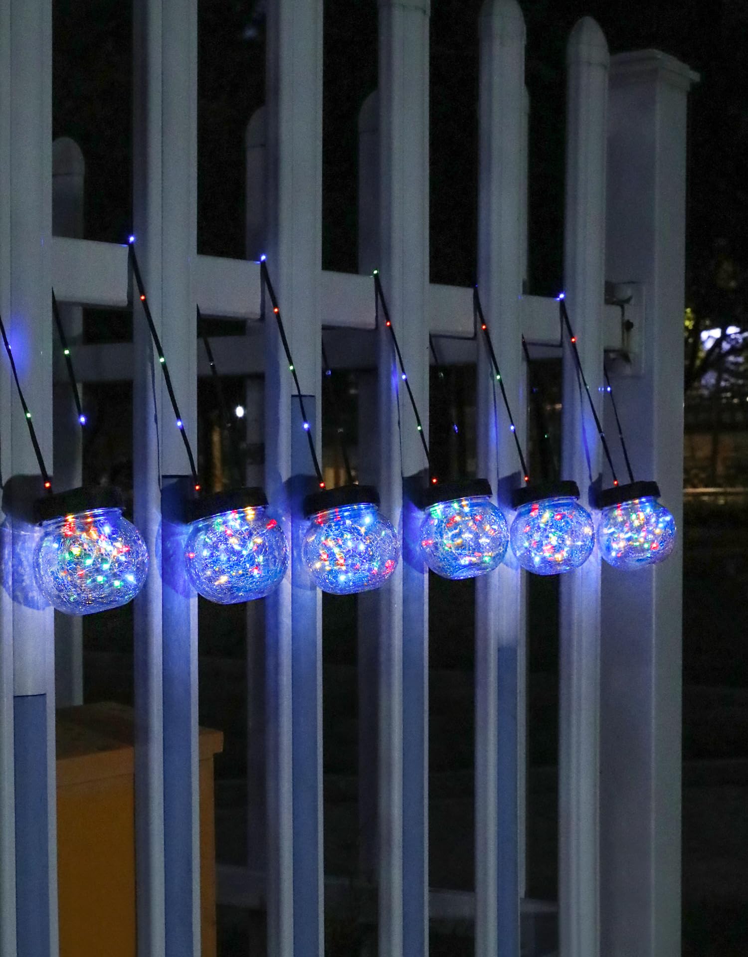 Partphoner Solar Lights Outdoor Waterproof 12-Pack  Solar Powered Hanging Lantern  ed Glass Hanging Globes For Yard Decor Christmas Decoration  Shepherd Hook  Garden Tree Ornaments  Rgb