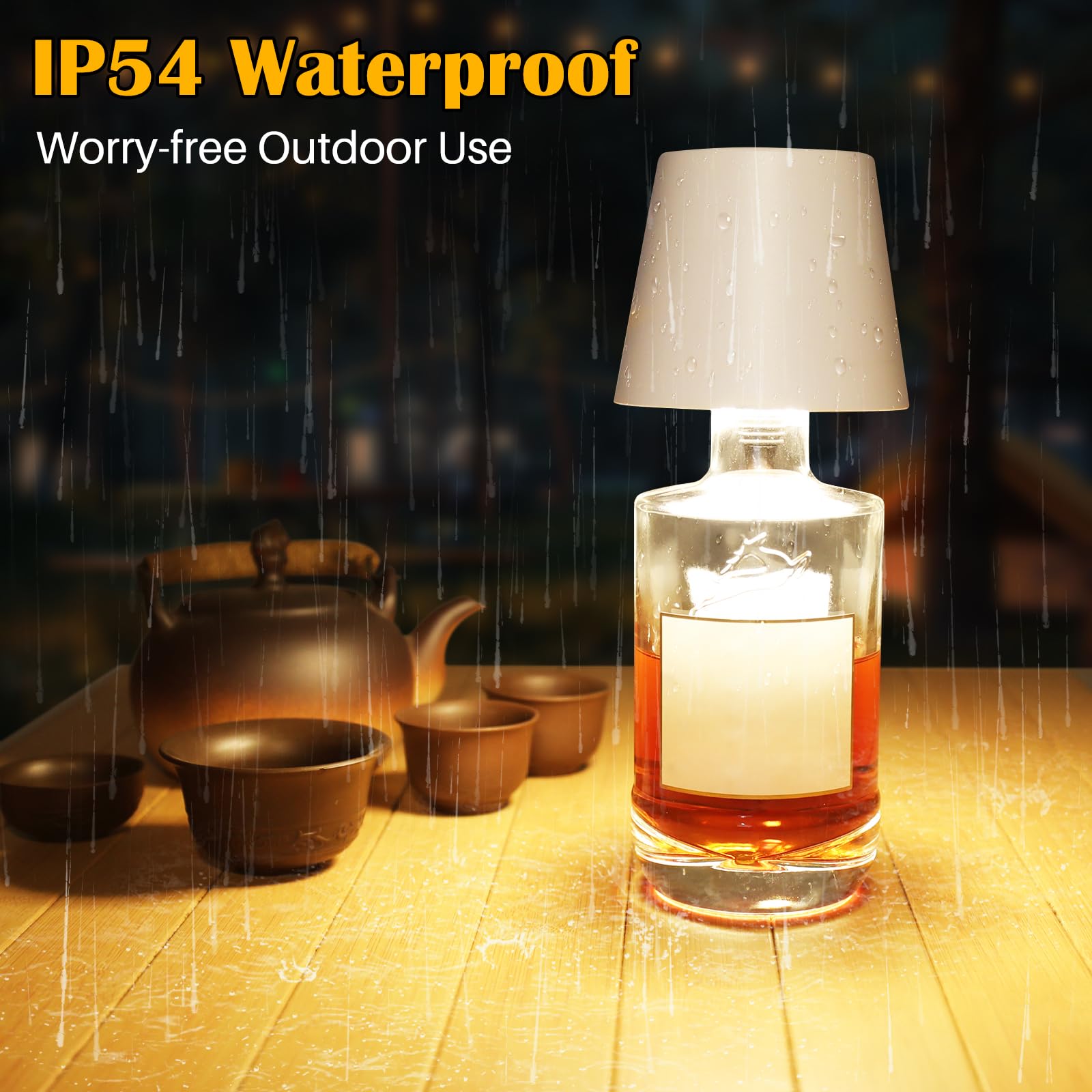 Tgxcf Wireless Bottle Lamp, Portable Metal Led Wireless Bottle Lamp With 3 Color Light Dimming, Rechargeable Wine Bottle Light Head, Waterproof Touch Table Lamp For Room Bar Party Decor, White