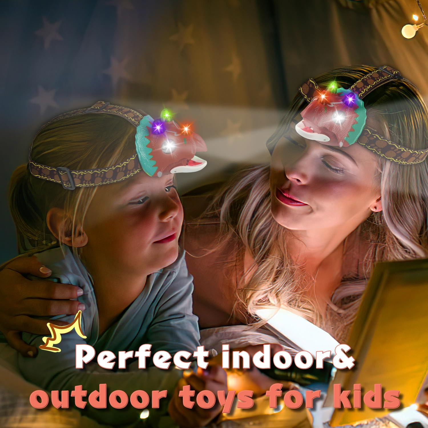 Tigtecgame Dinosaur Headlamp - T-Rex Led Flashlight For Kids, Camping & Outdoor Fun