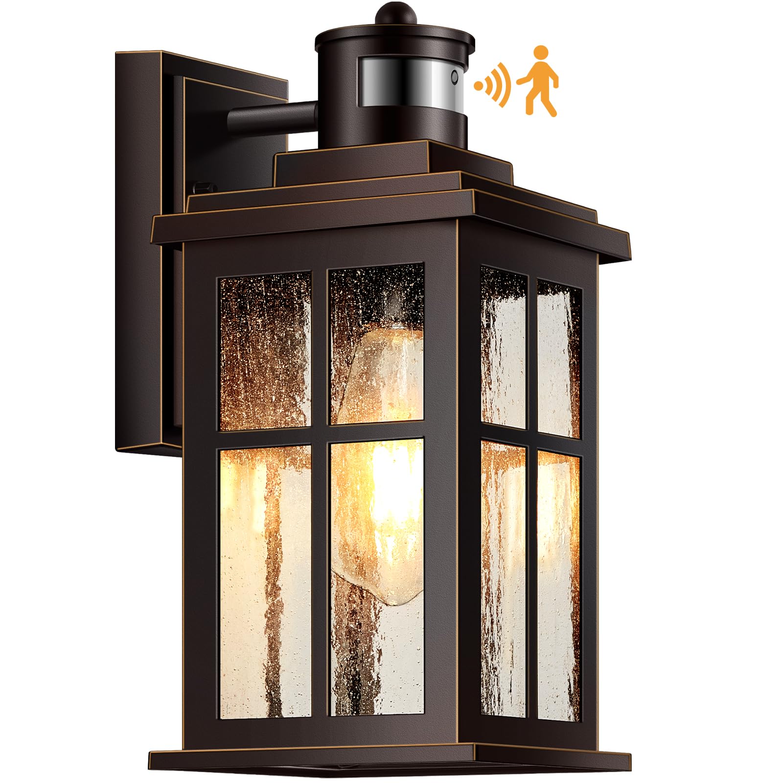 Vianis Motion Sensor Exterior Lighting Fixtures For House  Oil Rubbed Bronze With Gold Trim Dusk To Dawn Outdoor Porch Light  Waterproof Outdoor Garage Lights Wall Mount  Outside Wall Sconce For Coach