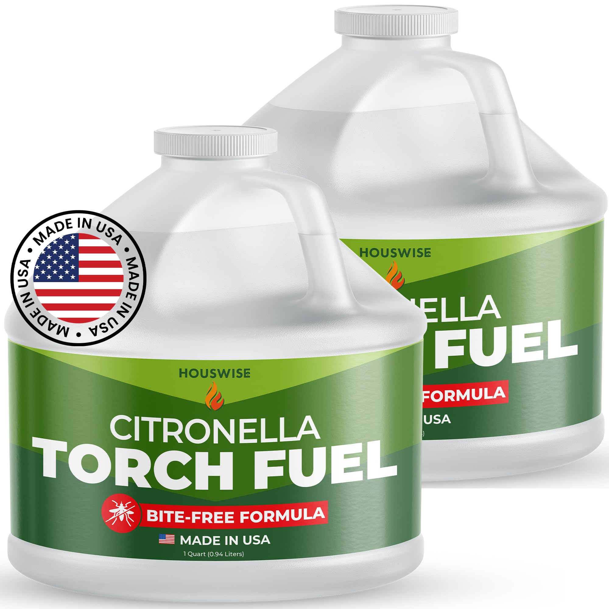 Houswise Torch Fuel - Citronella Oil for Outdoor Torches - 2 x 1 Gallon - Clear