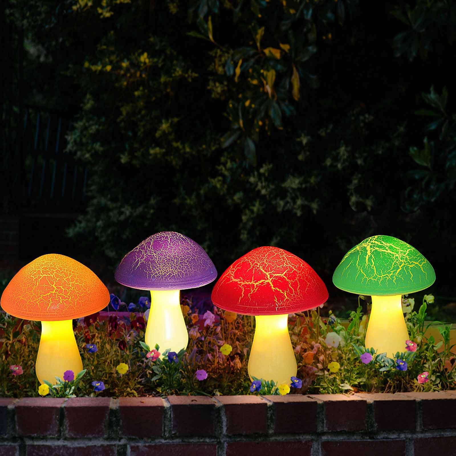 Homeleo 8-Pack Newest Cracked Mushrooms For Garden Decor, Solar Mushroom Lights Outdoor, Super Cute Whimsical Garden Art For Yar