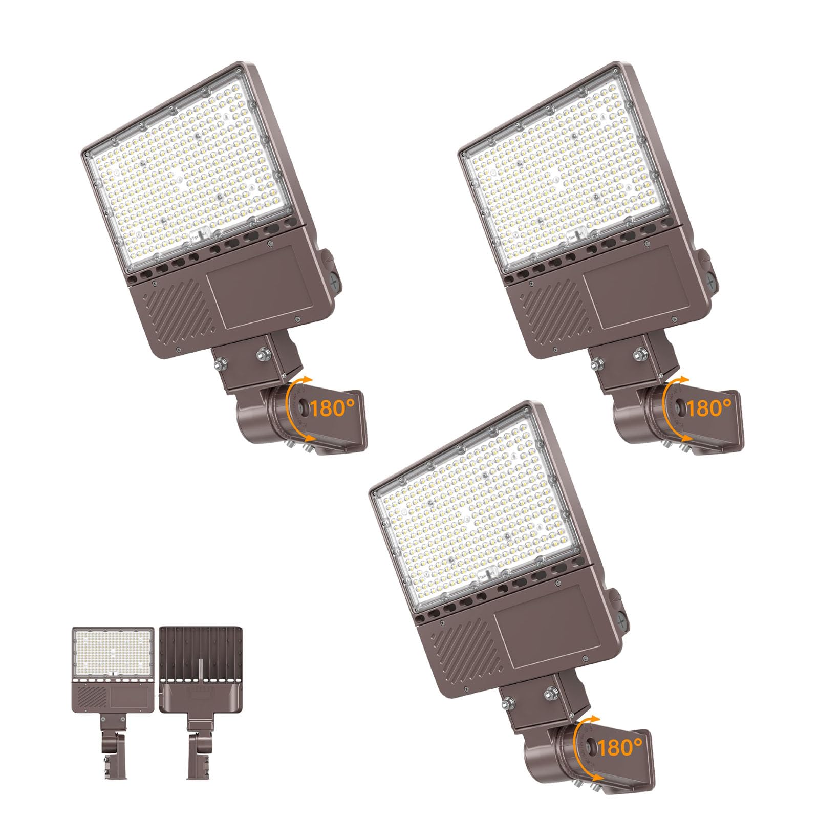 ORRGENA 3 Pack 480V LED Parking Lot Light 150W 22500LM ETL Listed Flood Lights Adjustable Slip Fit Mount 5000K IP65 Commercial Security Area Light AC277-480V for Street Roadway