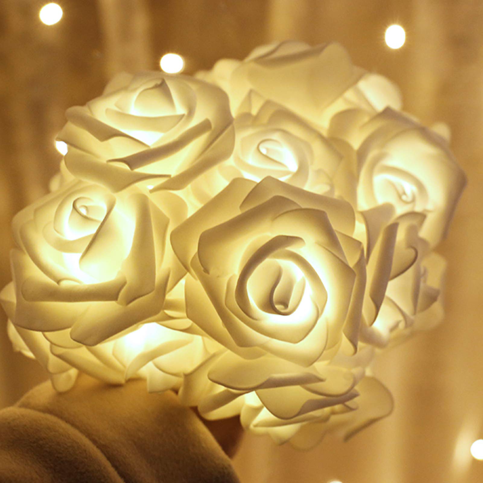Gee Hut Rose LED String Lights  14.7 ft 30 LED String Lights Battery Operated Lights Bright Warm Rose Flower Lamp Fairy Light for Valentines Wedding Gardens Party Christmas Decoration