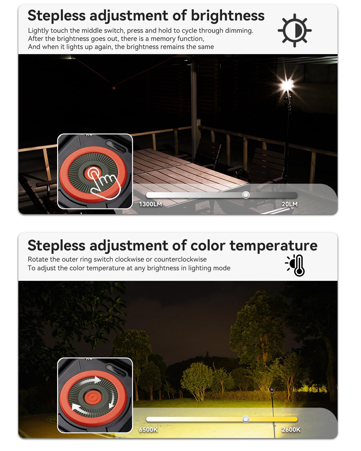 Sunrei 1300Lm Led Magnetic Work Light With Stepless Dimming, 7800Mah Cob Mechanic Flashlight, Ipx65 Recharge Floodlight With Hoo