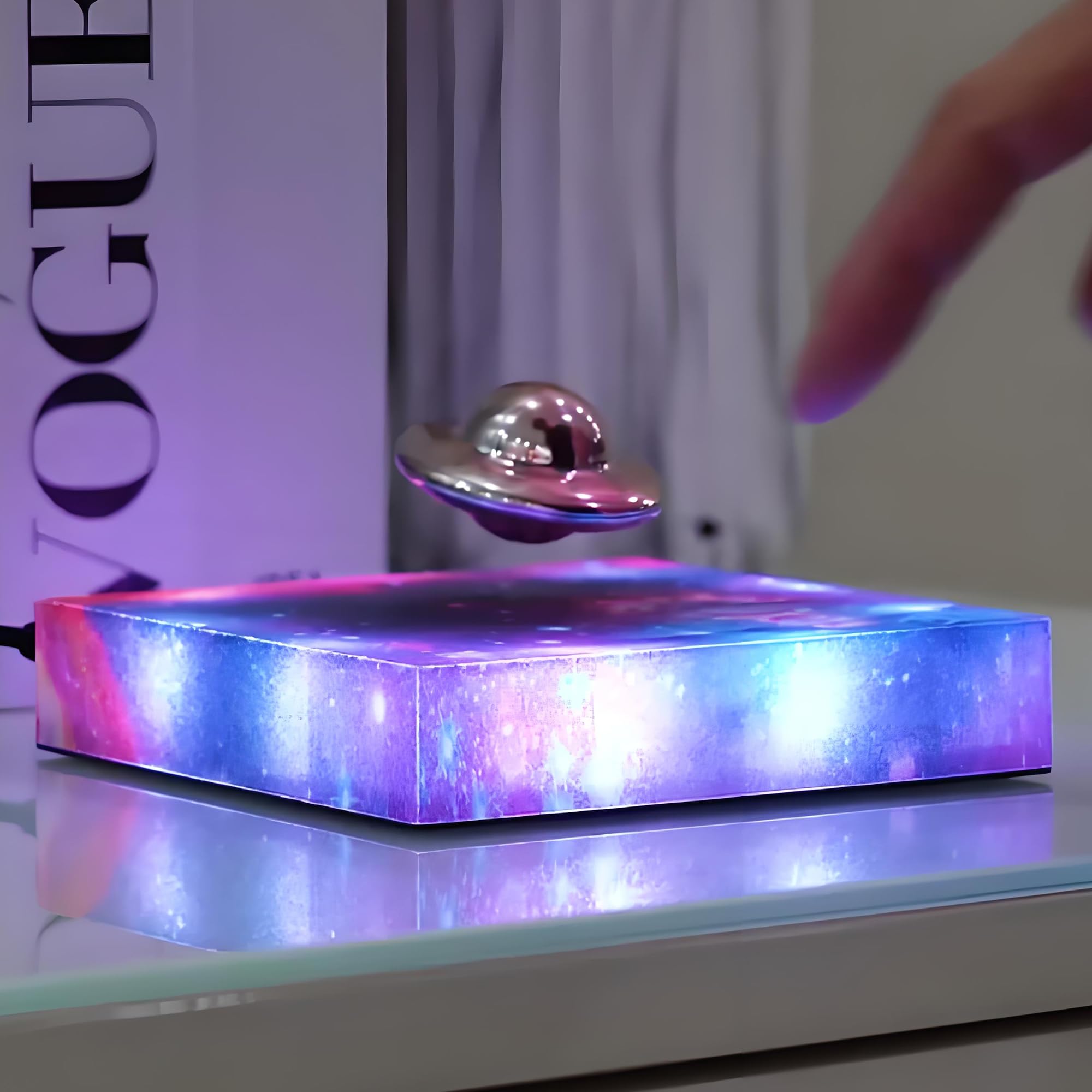 YIANCTRD Levitating UFO Lamp - 360° Rotating RGB Galaxy Light, Metal Design, Cool Desk Decor for Room & Office, Model LT-UFO