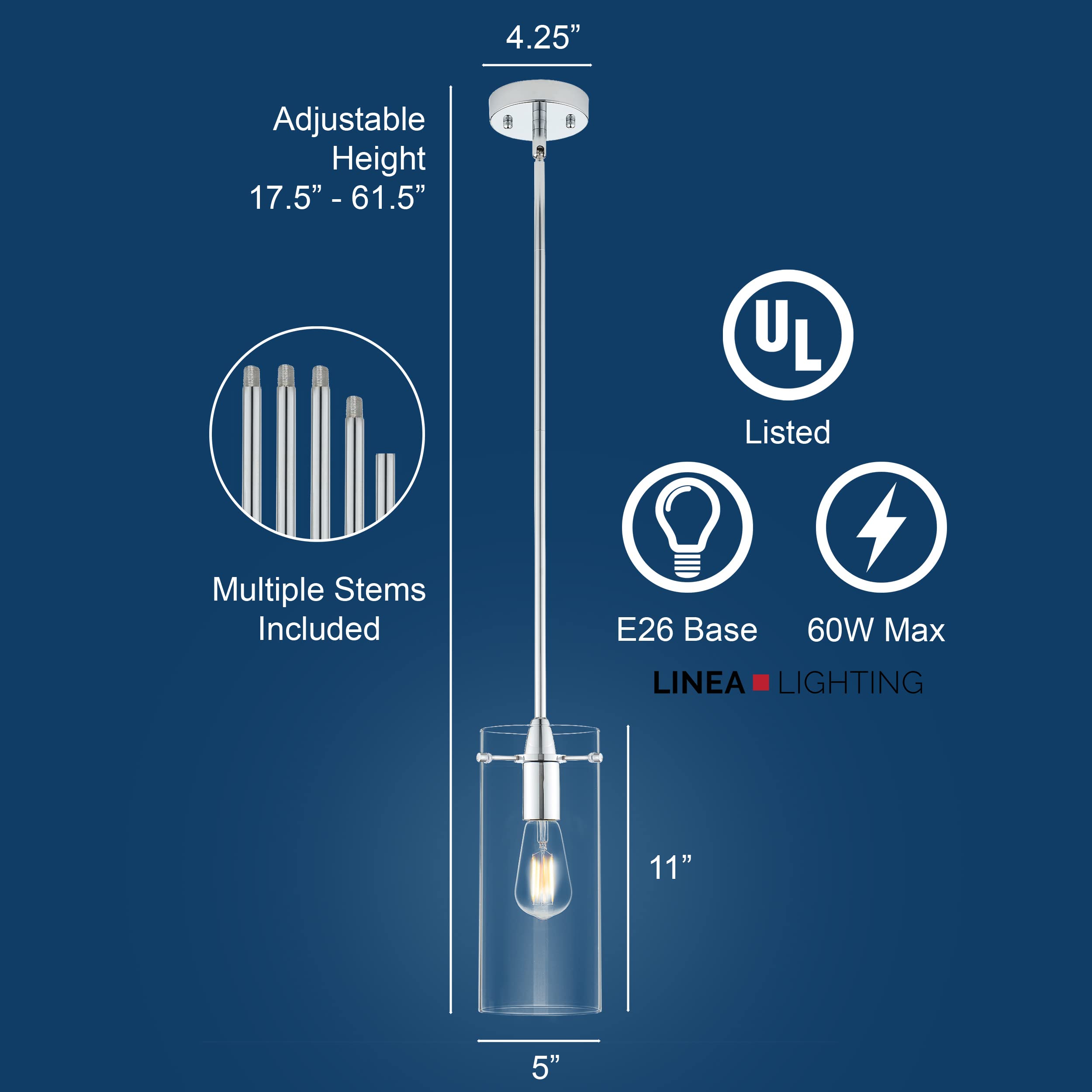 Chrome Pendant Lights Kitchen Island - Large Clear Glass Pendant Light Fixture