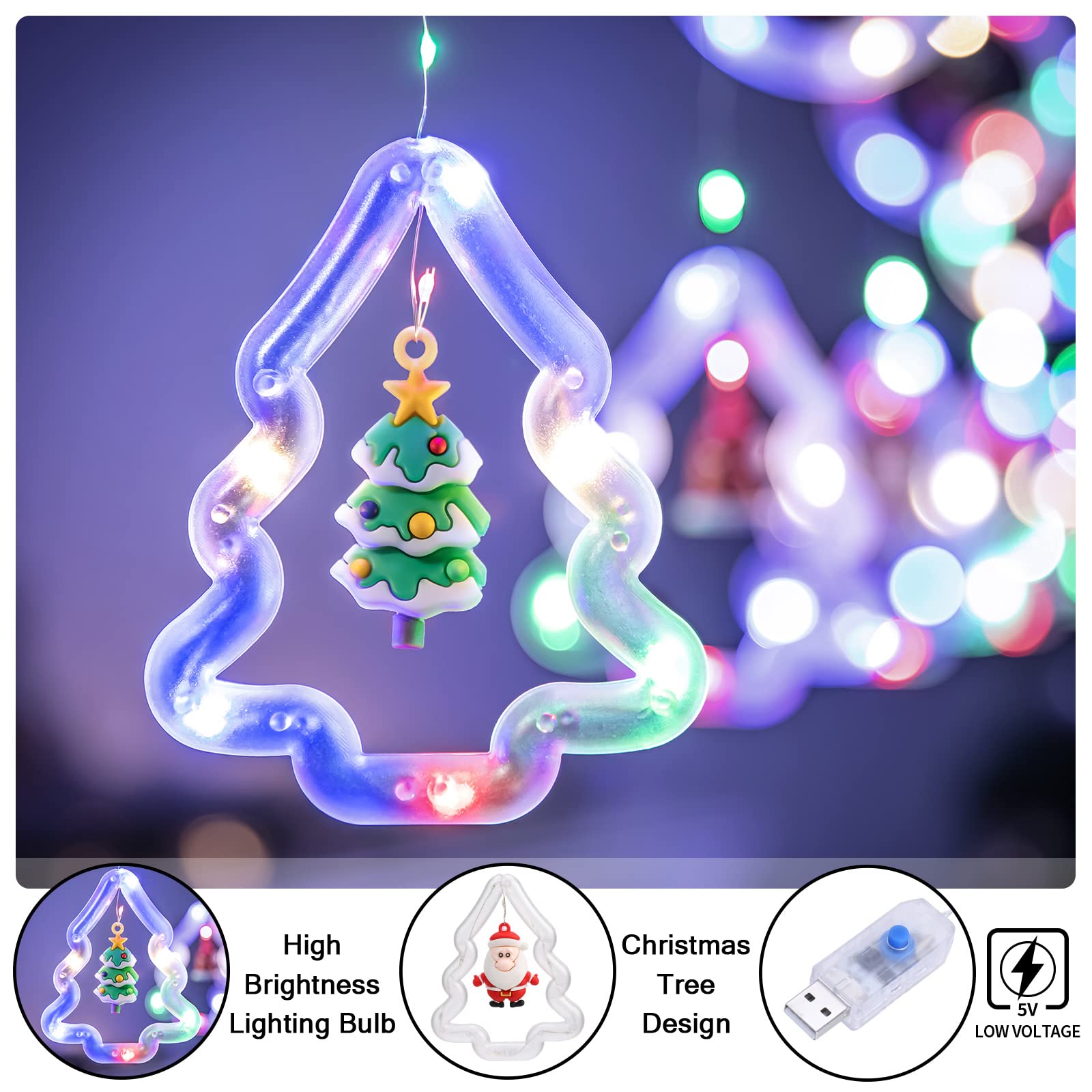 Window Lights Christmas Decorations - Bloomwin 9.8Ft Usb Novelty Xmas Hanging Tree Ring Light For Indoor Bedroom Outdoor - Christmas Led Window Decorations