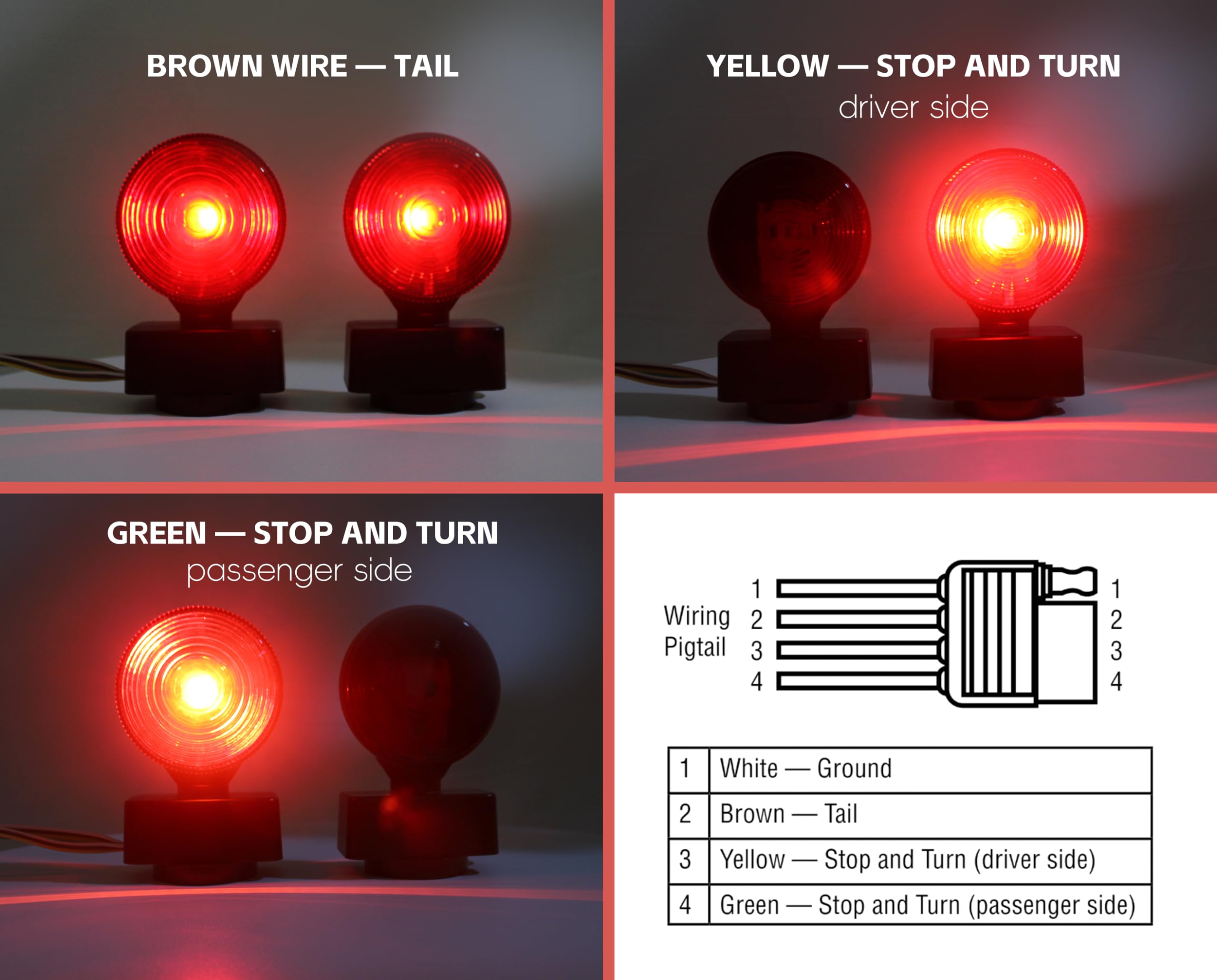 Maxxhaul 50871 Magnetic One Led Trailer Tail Towing Light Kit Dot Turn Brake Parking Lights For Truck Rv Boat Car Bike Trailer