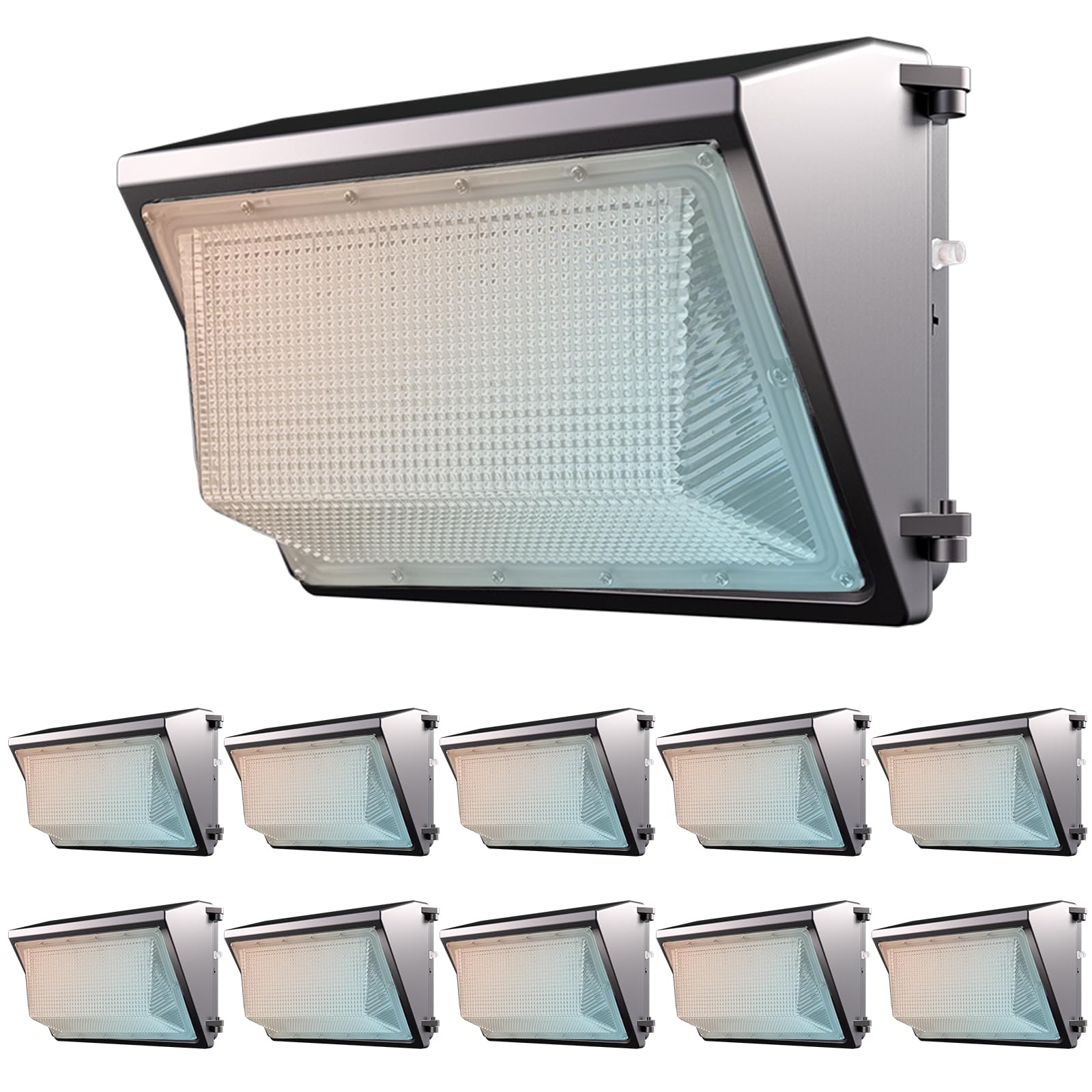 Lightdot 10Pack 150W LED Wall Pack Lights, 3CCT Selectable (3000K/4000K/5000K), 100-277v Dusk to Dawn with Photocell 22500Lm 500