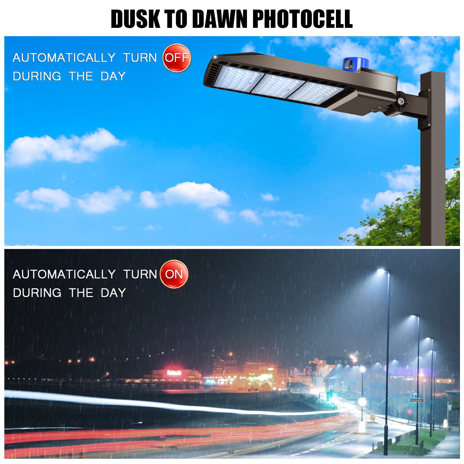 Juyace 300W LED Parking Lot Light, Dusk to Dawn, Wall Mount, IP65, 2 Pack, Brown, Model KU296B