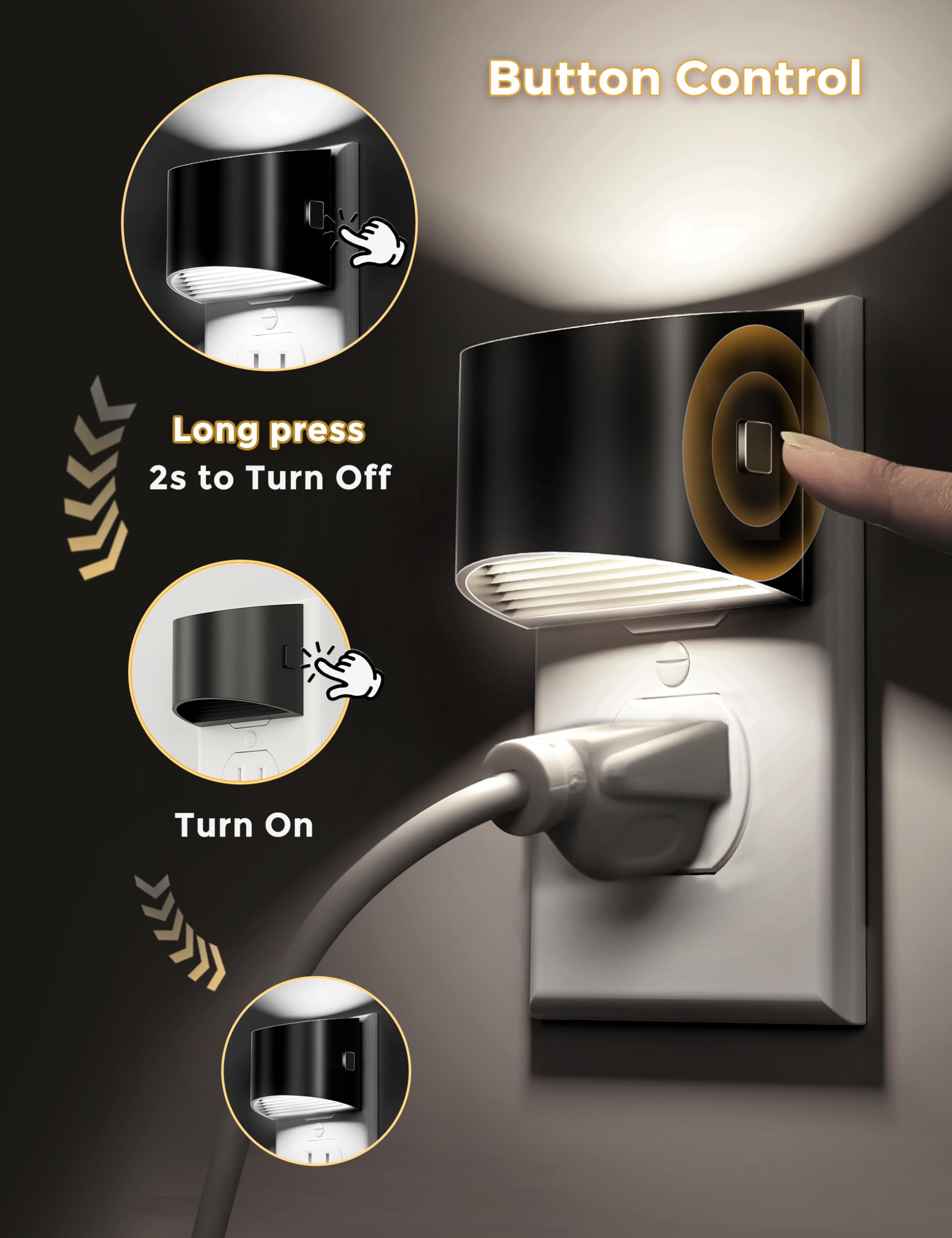 Night Lights Plug Into Wall 2 Pack, L Lohas Led Nightlight With Dusk To Dawn Sensor,3 Level Brightness Adjustable, 5000K Dayligh