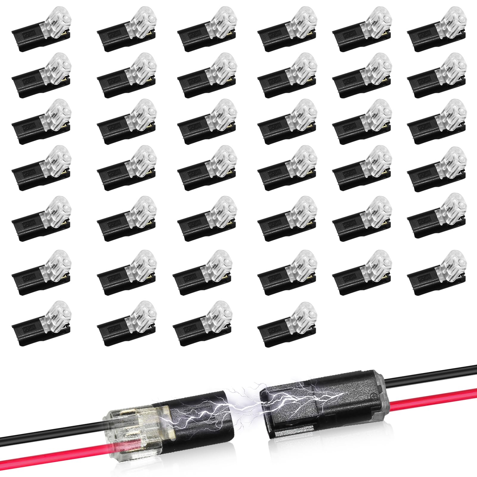 40Pcs Double-Wire Plug-in Connector Led Light Band Connectors with Locking Buckle  Led Band Lights Connectors Low Voltage Wire Connector