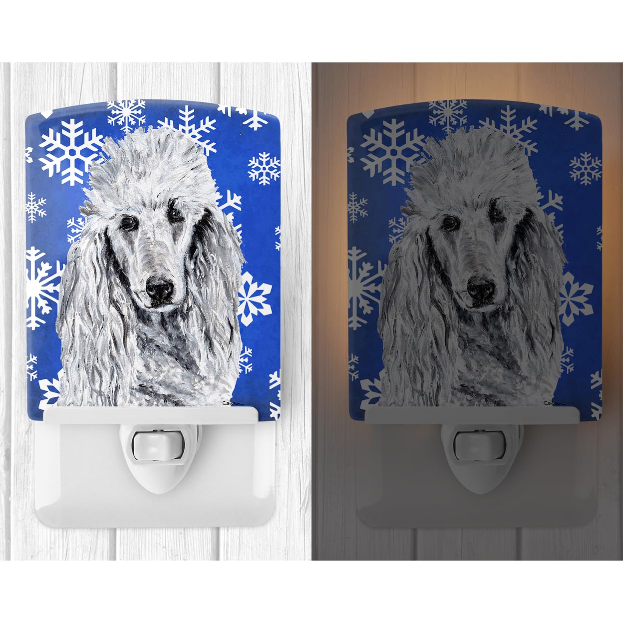 Carolines Treasures Ceramic Night Light, White Standard Poodle, UL-Certified, 6x4x3 inches, Multicolor, Model SC9775CNL