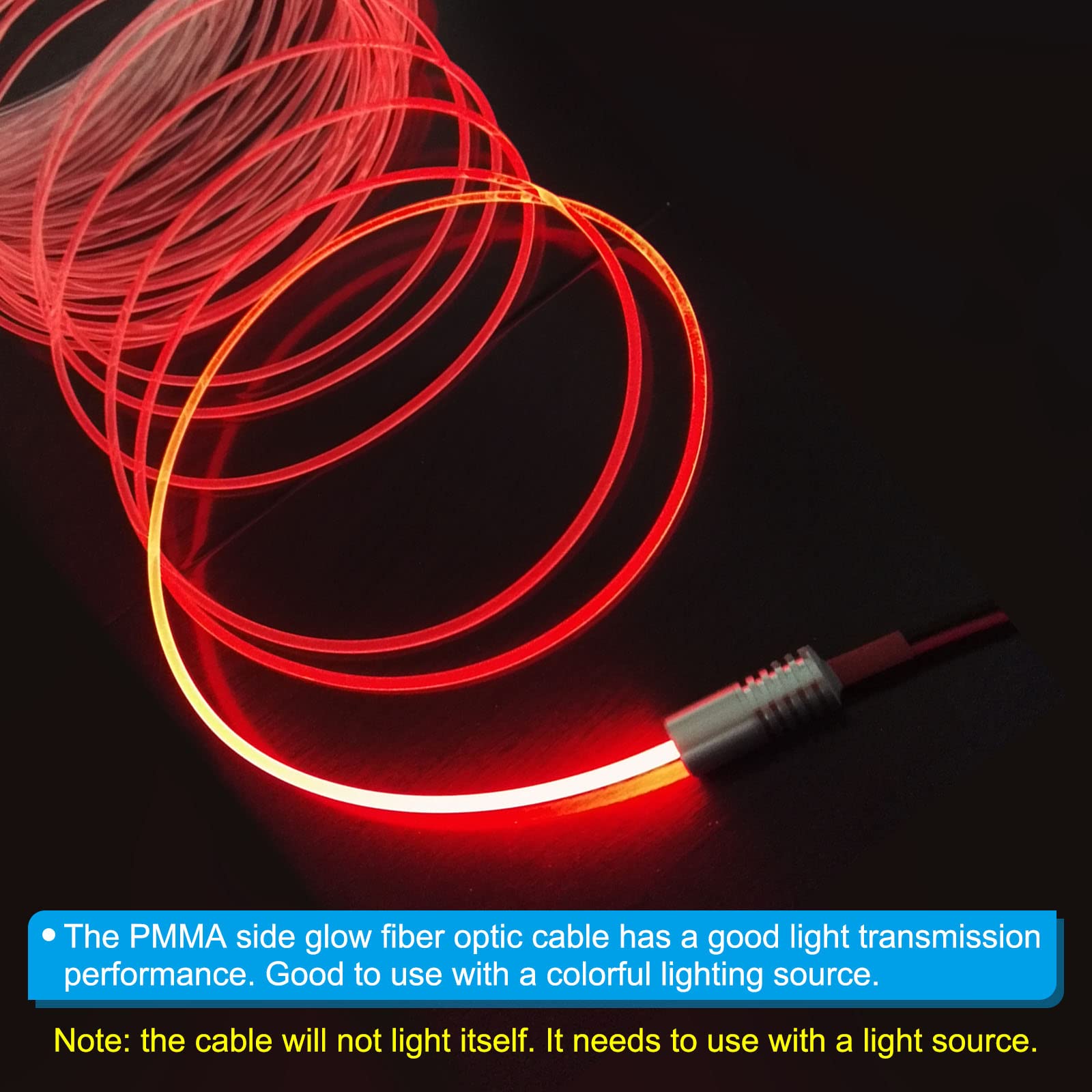 Patikil 3Mm 1M Pmma Side Glow Fiber Optic Cable Kit, With Led Aluminum Illuminator 12V 1.5W Guide Light Source Decoration For Ho