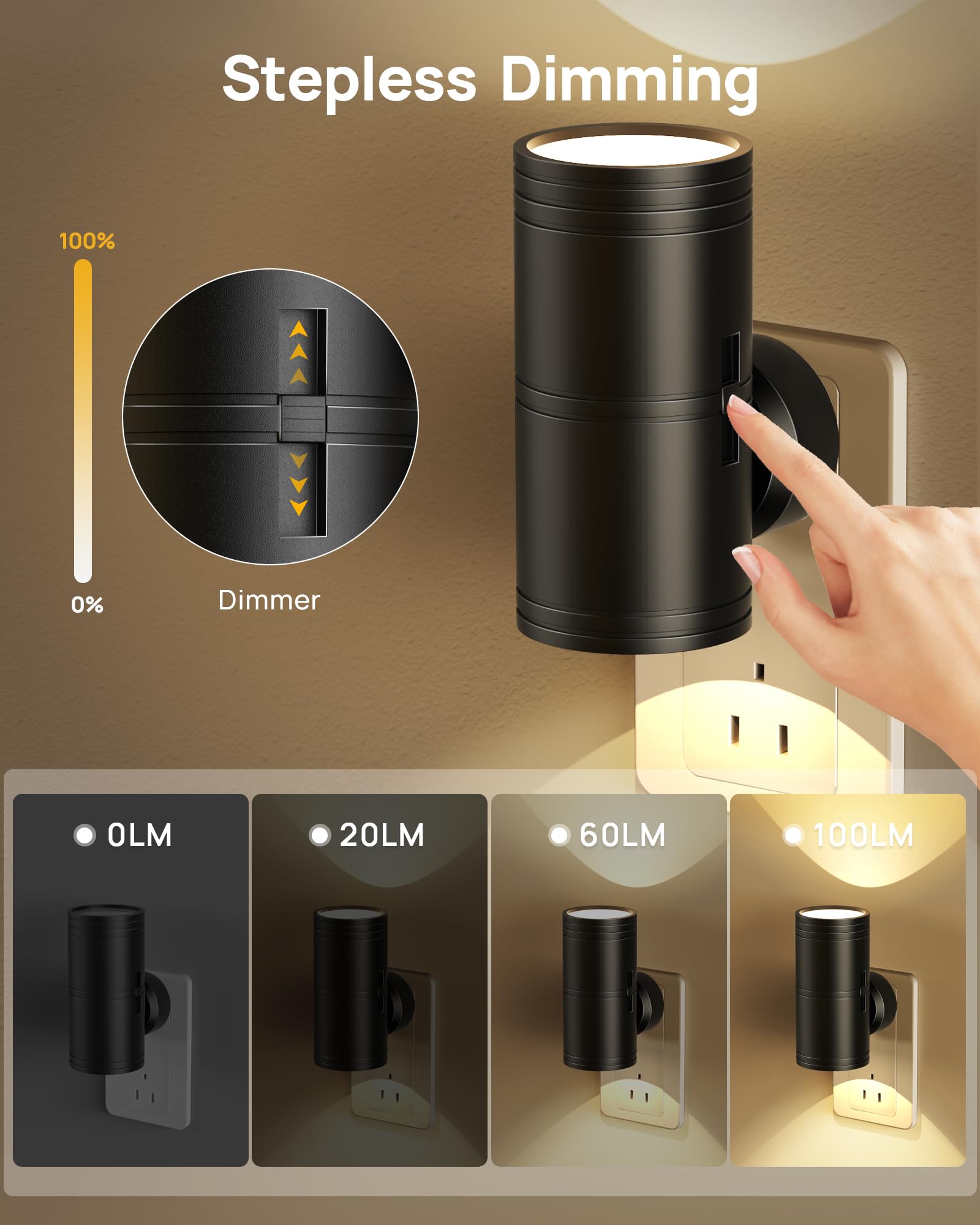Night Light Plug In To Wall, 2-Pack Dimmable Led Night Light With Dusk To Dawn Sensor, 3000K Soft White - Modern Nightlight For