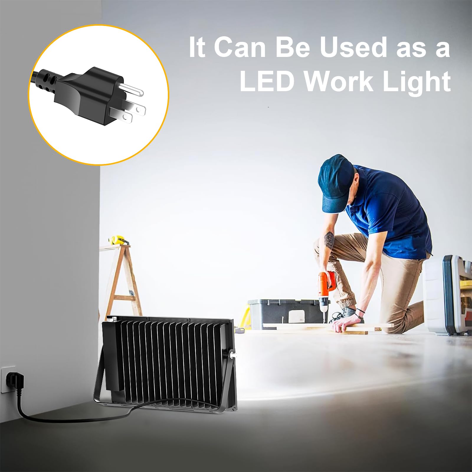 Onforu 200W LED Flood Lights, 19000lm, IP66 Waterproof, 6500K Daylight White, Black, 2 Pack, Model ON-D200-FG56-D