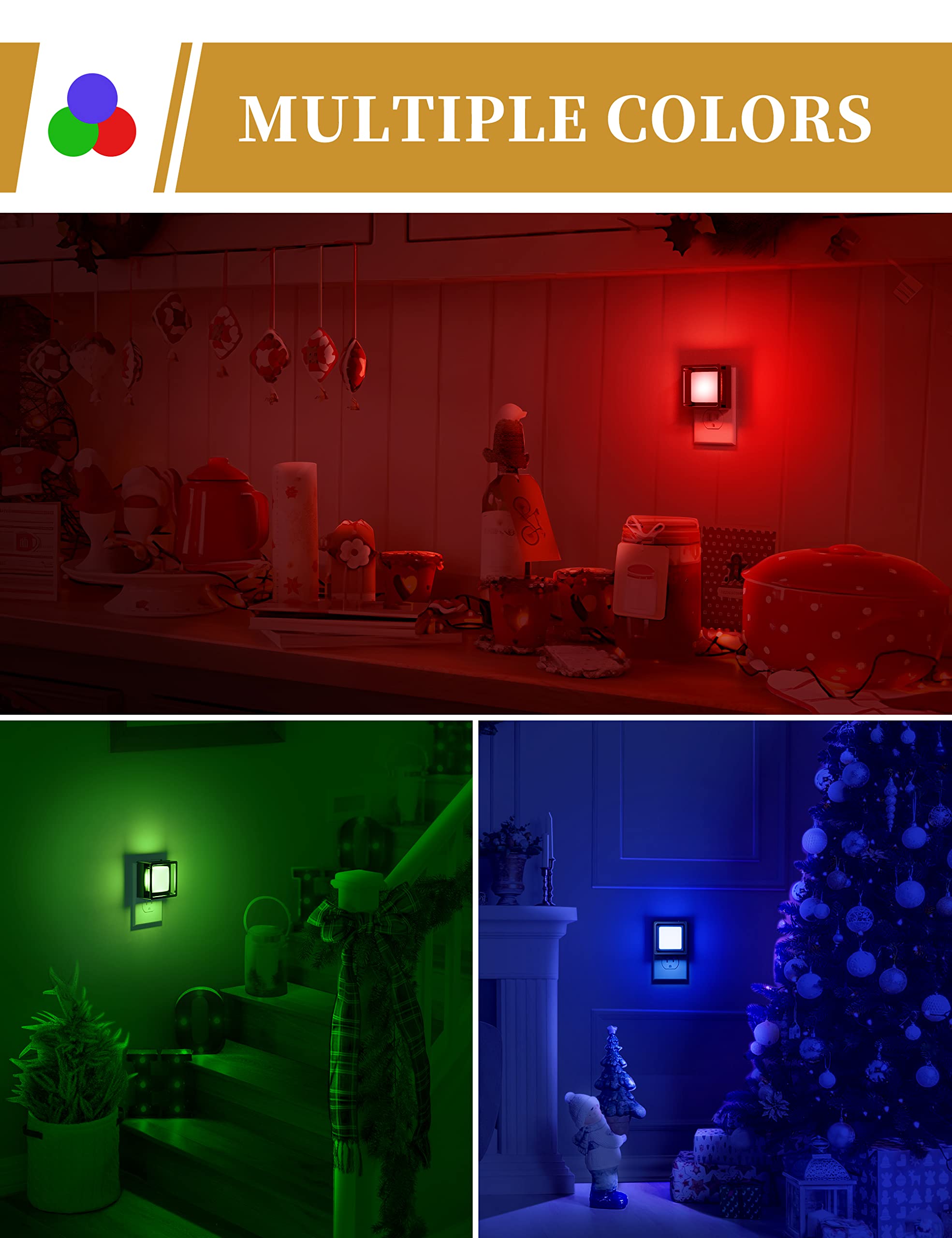 Doresshop Blue Night Light [2 Pack], Night Lights Plug Into Wall, Night Light, Dusk To Dawn Sensor, Led Night Light Adjustable B