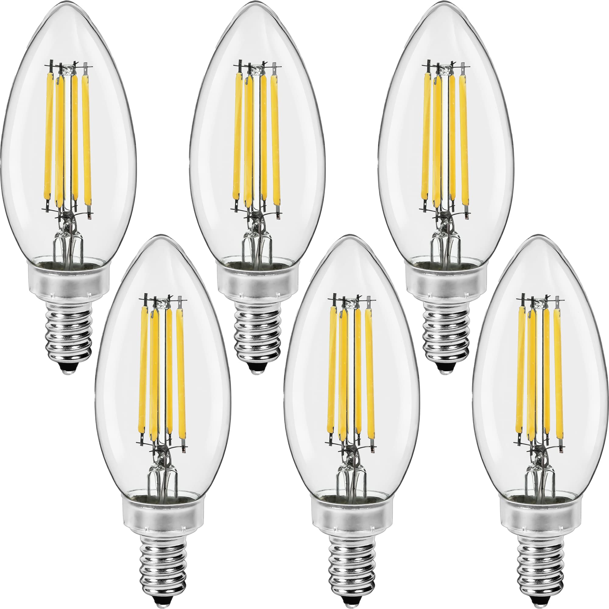 Great Eagle Lighting Corporation Candelabra B11 Led 2700K Warm White Light Bulbs 60W 500 Lumens, Dimmable, Filament E12, Ul List