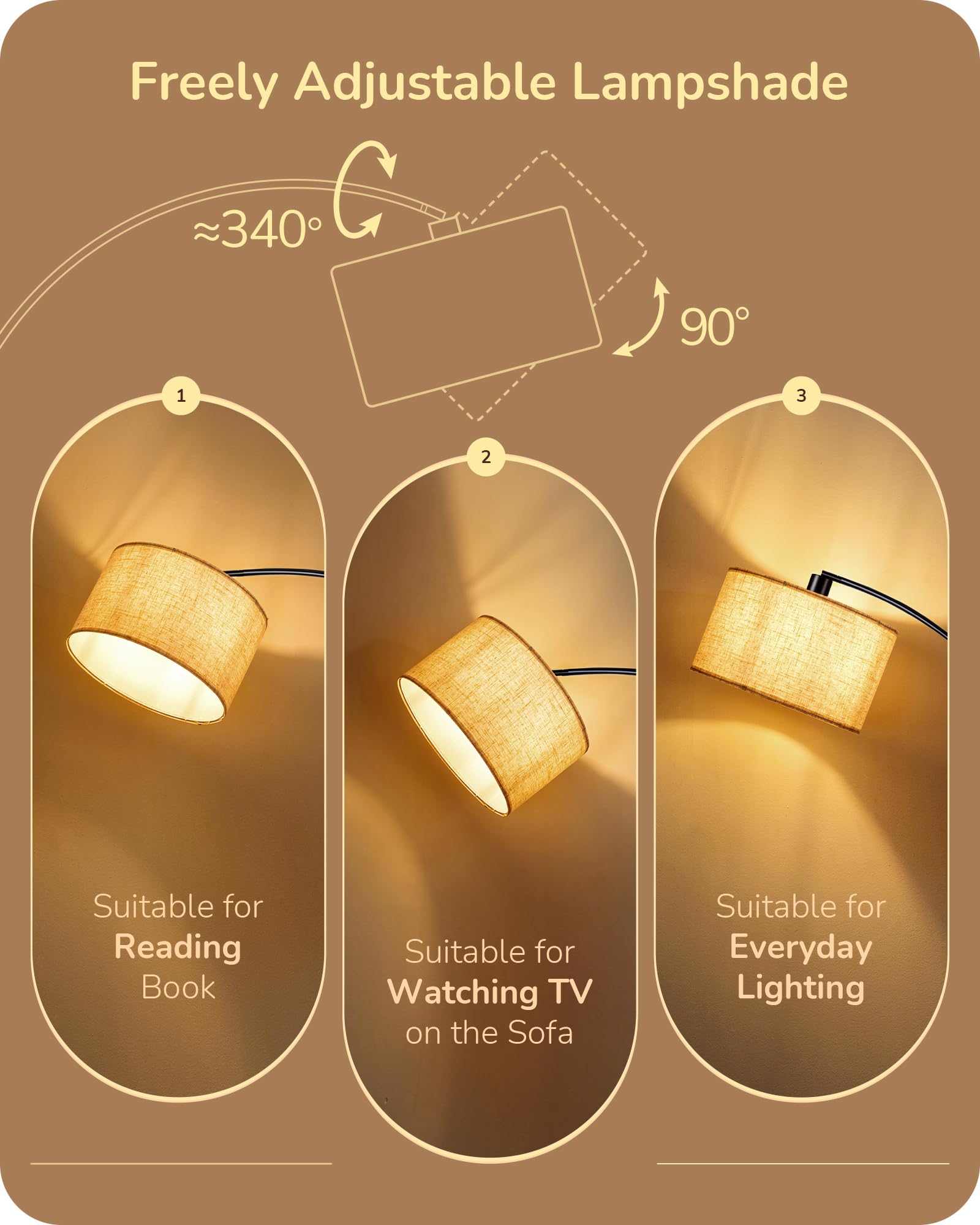 EDISHINE 78.3" Dimmable Arc Floor Lamp with Remote, Black Metal, 5 Color Temperatures, Model HFLK04X, Modern Design for Living Room & Office