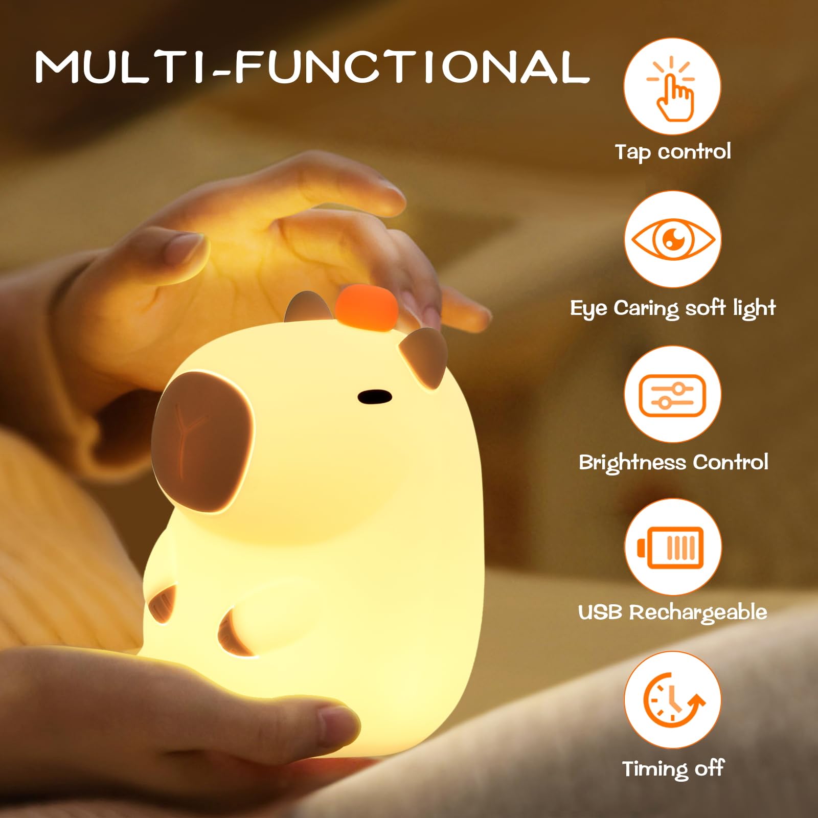 Led Cute Silicone Night Light Squishy Animal Lamp  Dimmable Nursery Nightlight  Rechargeable Bedside Touch Lamp For Breastfeeding Kawaii Gifts Room Decor