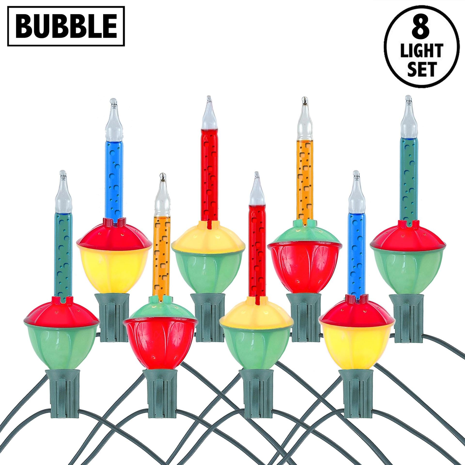Novelty Lights 8 Light Traditional Christmas Bubble Light Set Christmas Bubble Lights, Christmas Tree Lights, Vintage Bubble Str