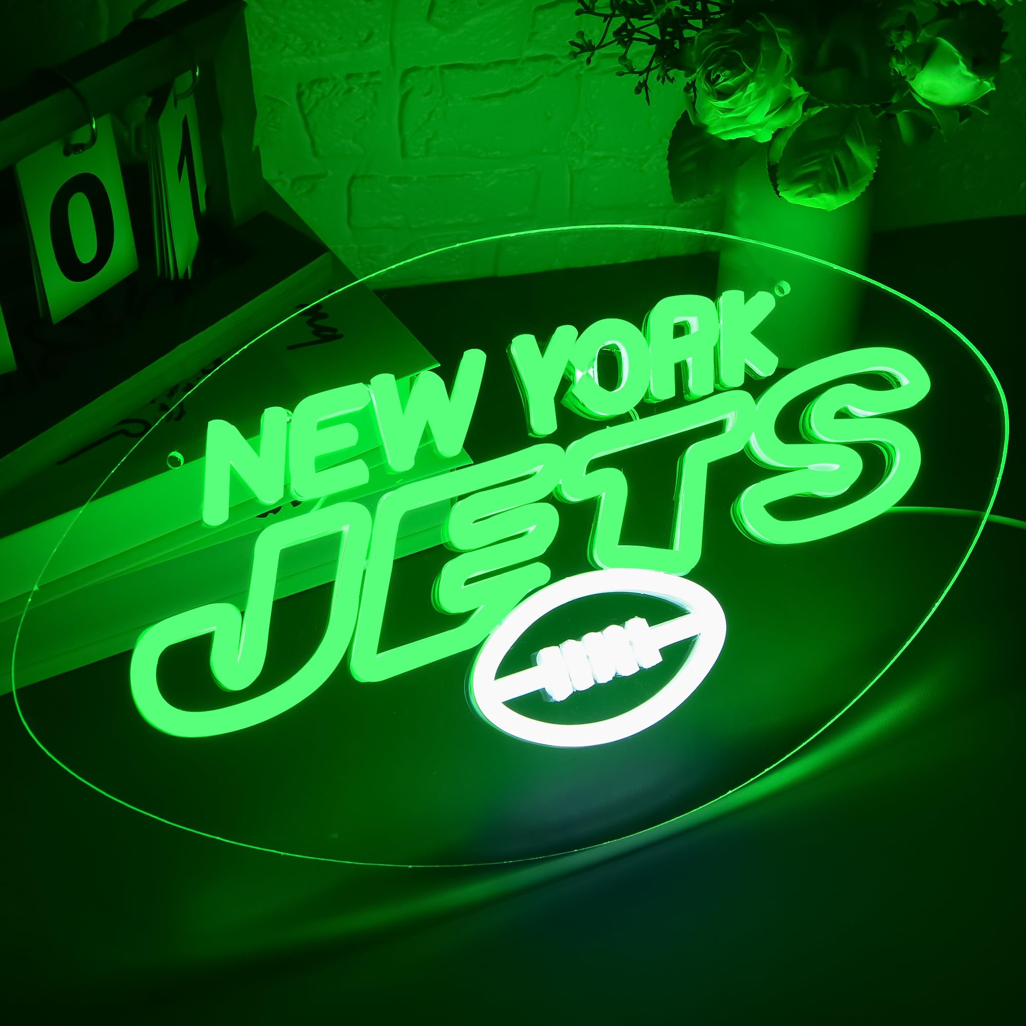 Brineon Football Neon Sign - Green Acrylic LED Wall Decor 15.7x8.9in Model ZYLD203 for Man Cave, Bar, Game Room, Rugby Fans