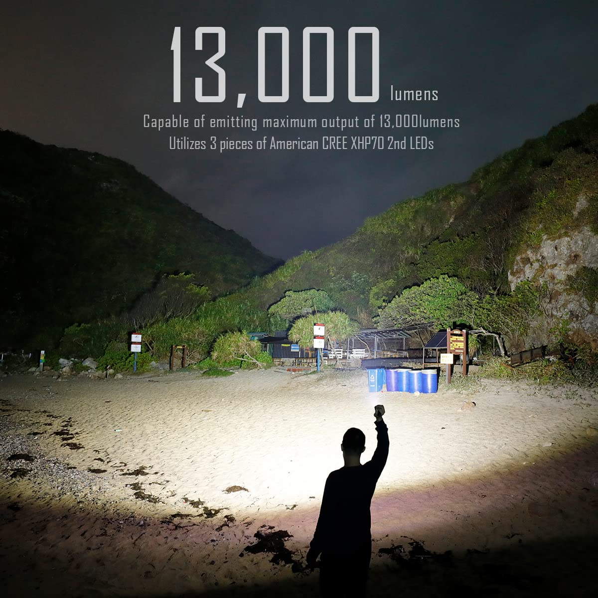 IMALENT MS03 Brightest EDC Flashlight 13000 Lumens, with CREE XHP70.2 LEDs, Rechargeable Tactical Flashlight, Suitable for Campi