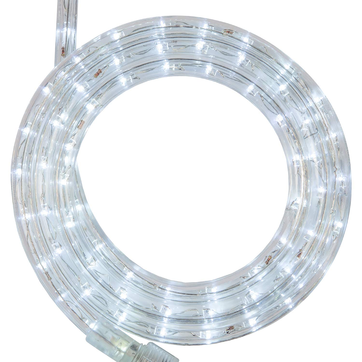 Wintergreen Lighting 18 Led Cool White Rope Light  Flexible Light Rope String Light Outdoor - Bedroom Led Light Rope  120V   Inch  2-Wire - Rope Light Clips And Power Cord Included