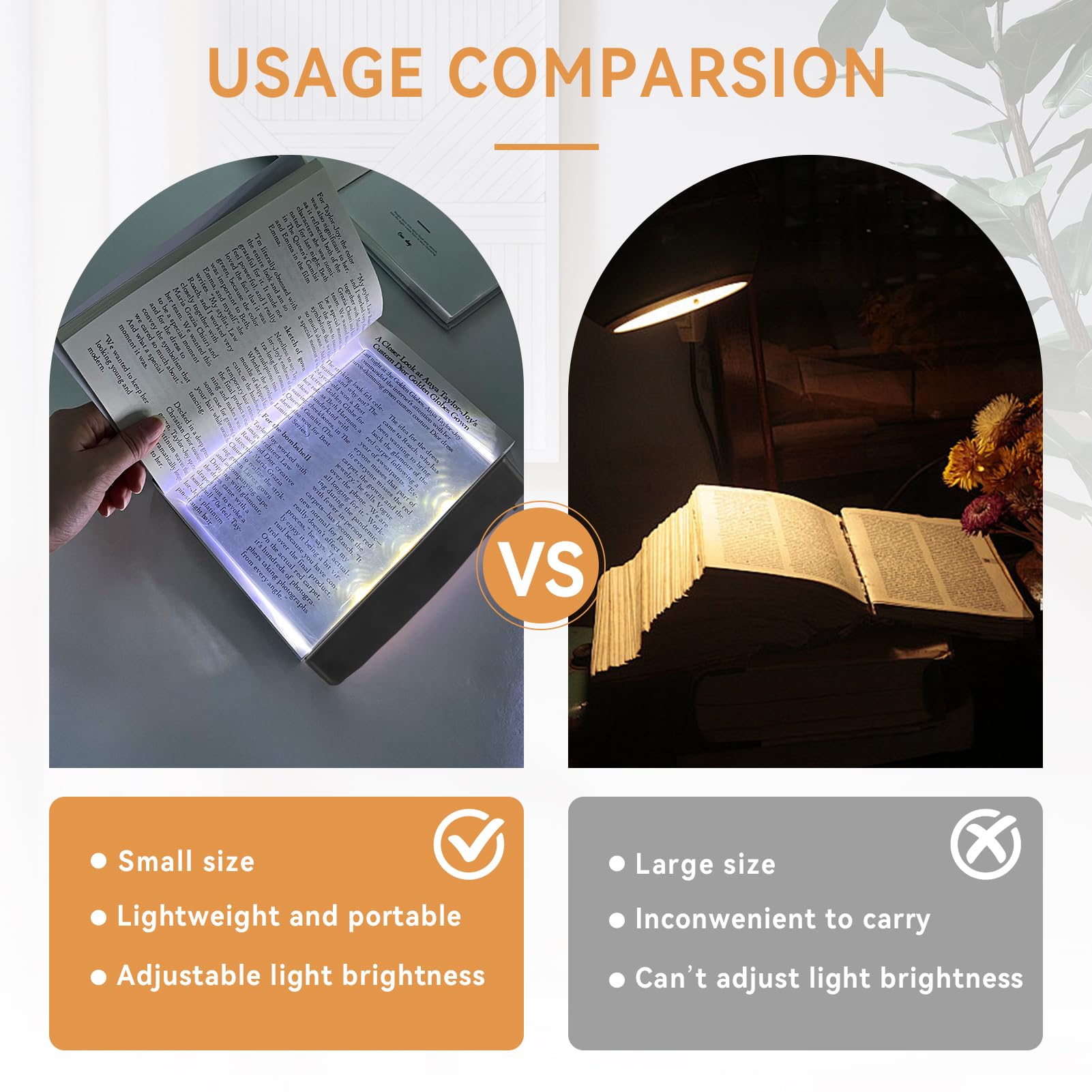 Agatige LED Book Reading Light, Flat Booklights for Reading in Bed at Night Acrylic Rechargeable Bookmark Light LED Book Lamp wi